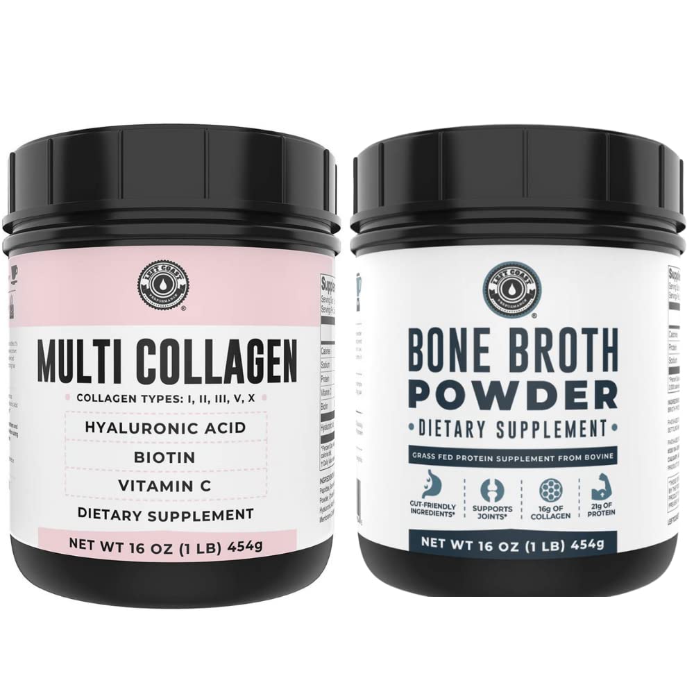 Left Coast PerformancePure Bone Broth and Multi Collagen Powder for Joint, Hair, Skin, and Nails Support