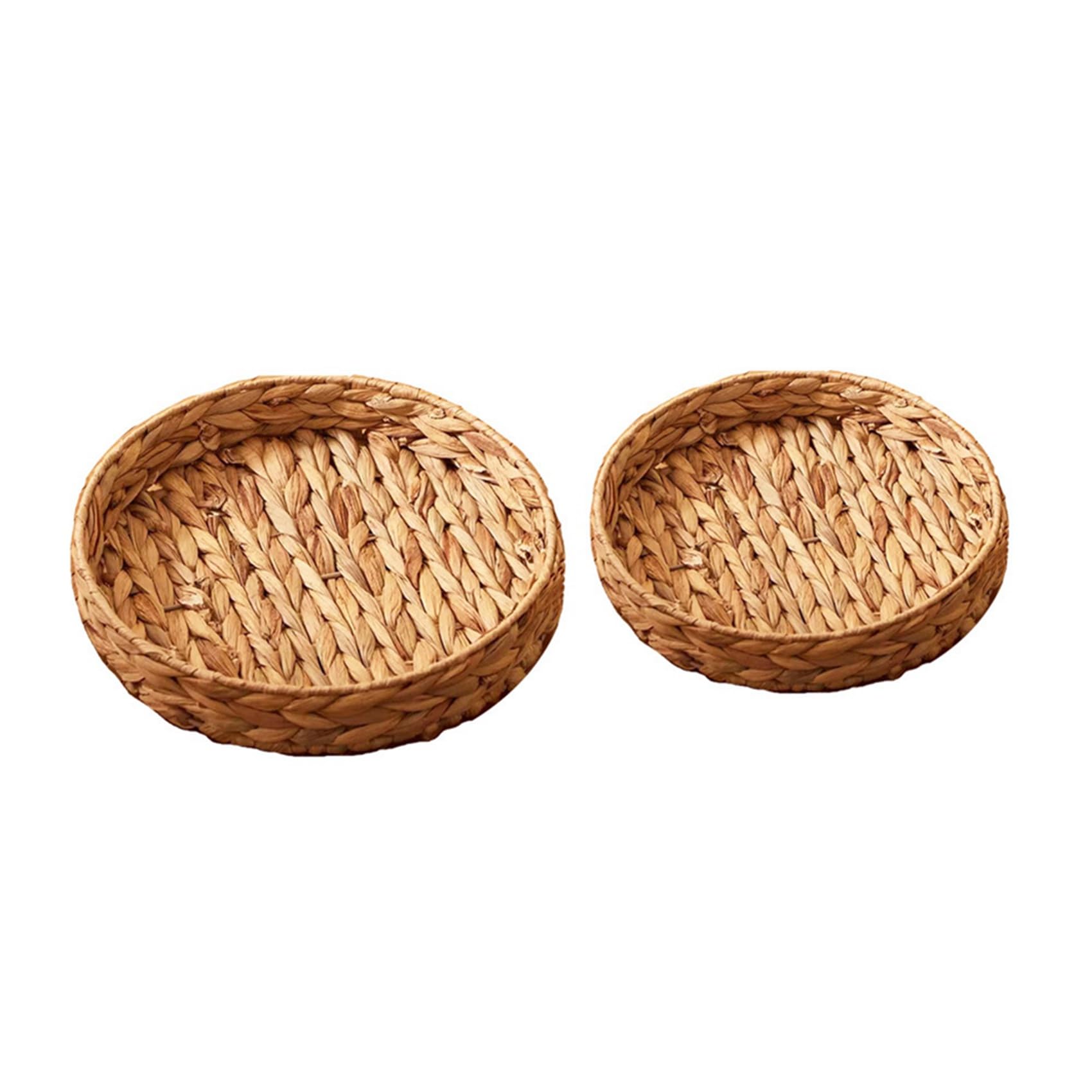 CTRLZS Round Wicker Baskets Hand Woven Tray Storage Baskets Natural Water Hyacinth Small Basket for Fruit Kitchen Table