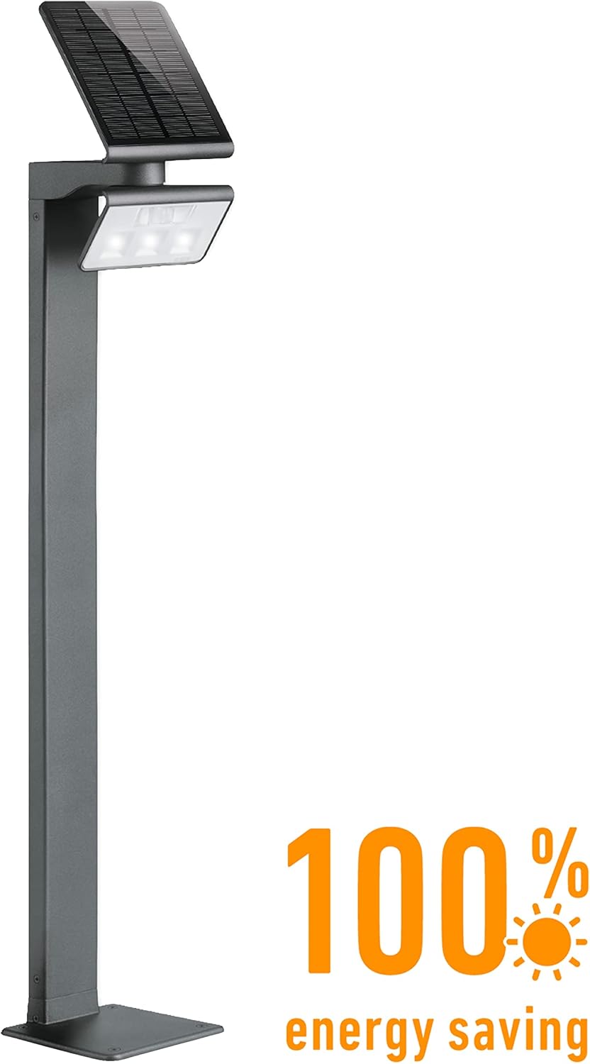 Steinel XSolar GL-S LED Garden Light Anthracite, Solar Pathway Light, Motion Sensor, Warm White LED Light, 2500 mAh Battery