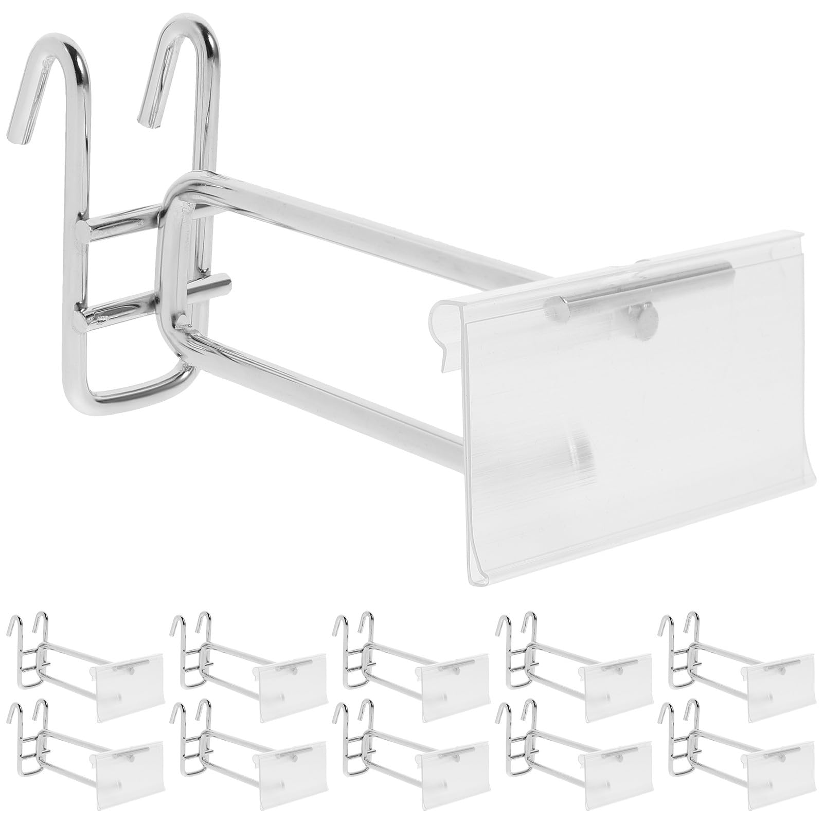 10 Stück Schwerlast Lochwandhaken aus Stahl mit 6mm Tragstange und Preisschild für Schmuck und Fachgeschäfte zur Einfachen Organisation