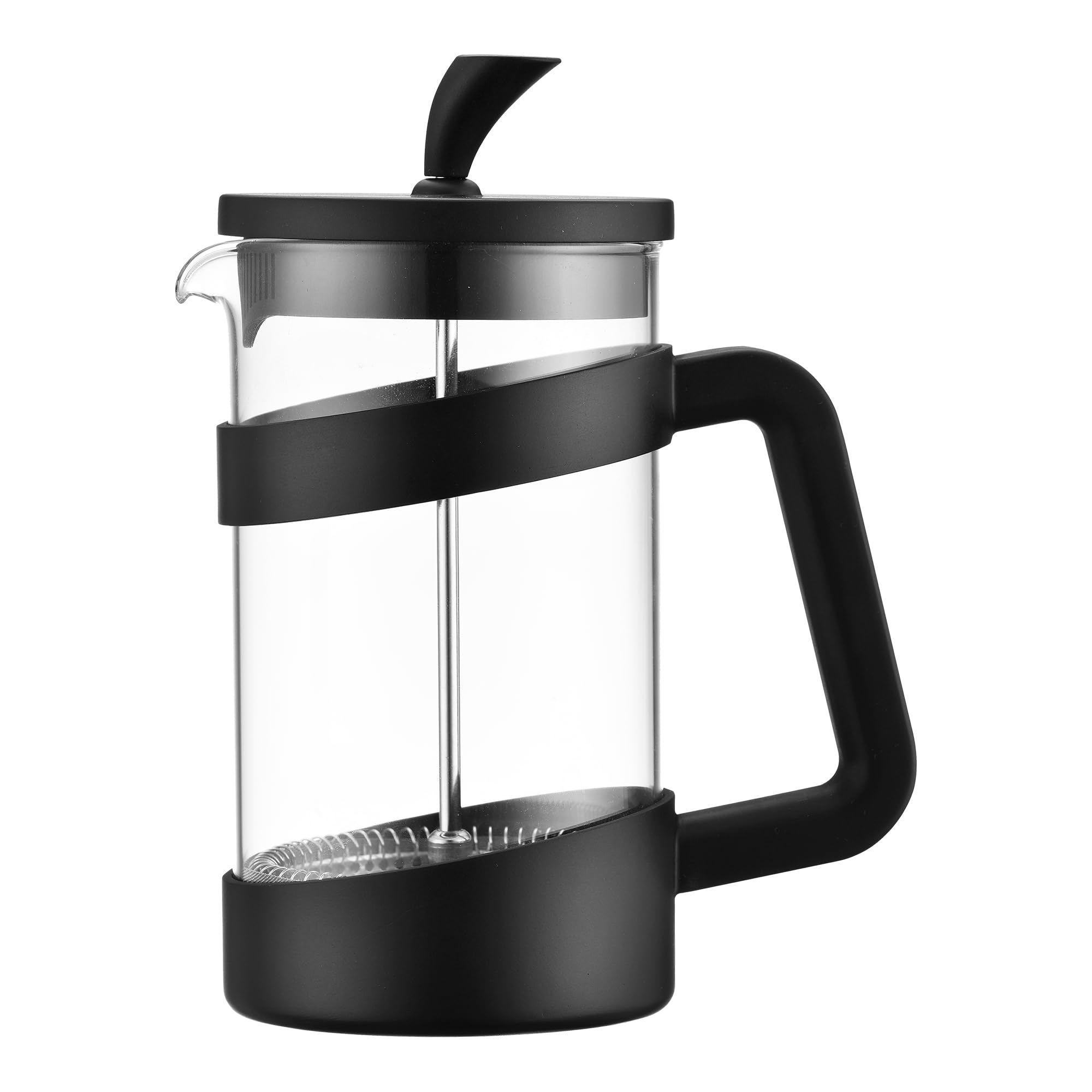 Café Olé Style Kawiarka, czarna, 600 ml / 2–3 kubki / 5 filiżanek do espresso, zaparzacz do kawy typu French Press, filtr z siatki ze stali nierdzewnej, korpus szklany