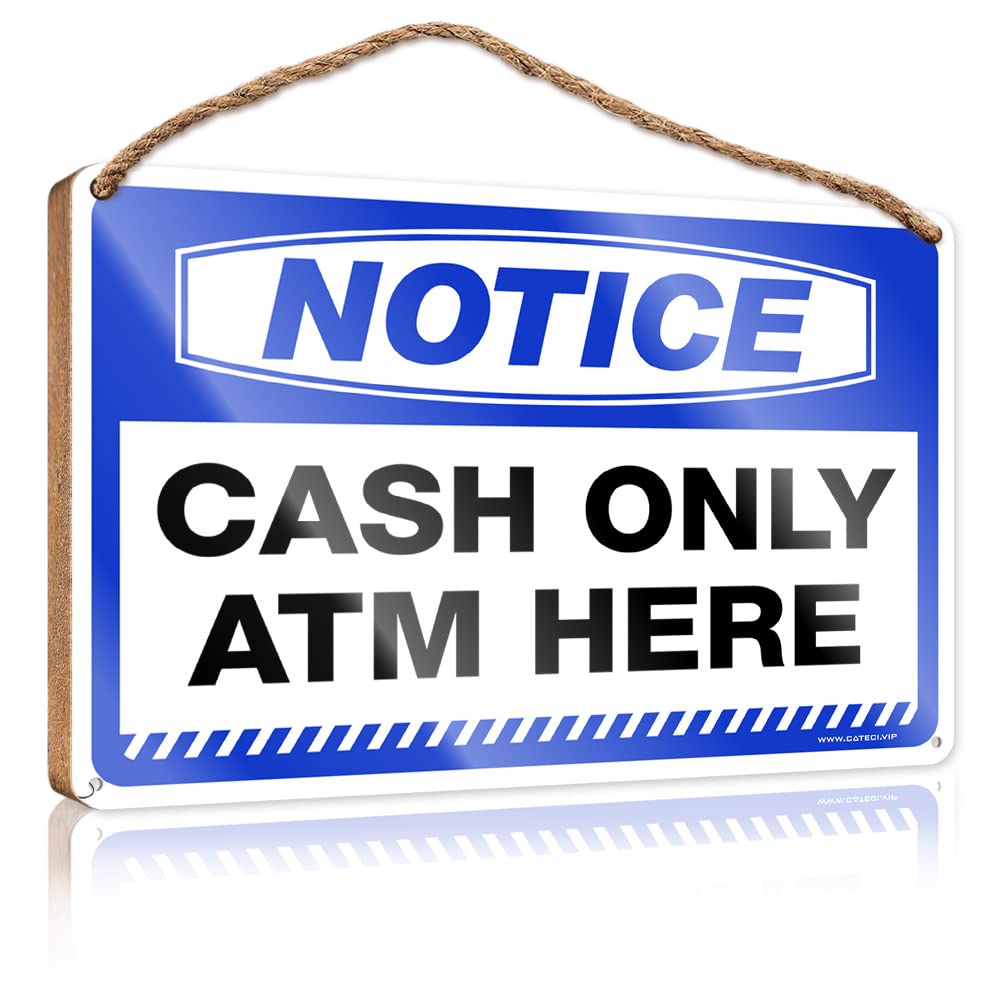Dtha One Color Farm Hanging Door Sign Notice Cash Only Atm Here Wooden Sign Work From Home Door Sign Signs For Home Decor(23X35cm)