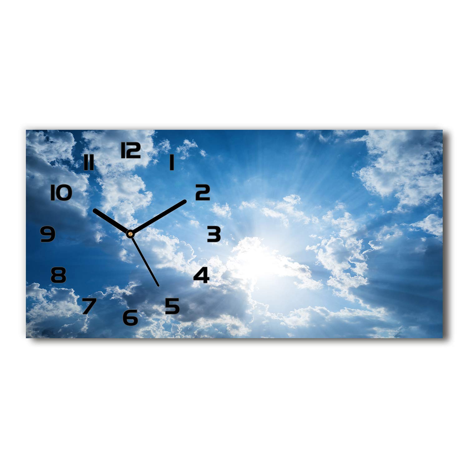 Horloge en verre silencieuse Tulup 60x30cm en verre de sécurité noir motif nuage