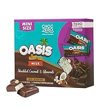 ChocZero Milk Chocolate Coconut & Almond Candy Bars, No Added Sugar, High Fiber, Gluten Free, Keto Friendly Mini Oasis Bars 16 Count Box