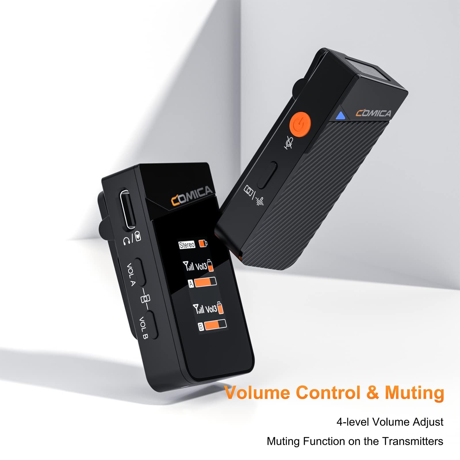 COMICA Vimo C3 Kabellos Lavalier Mikrofon mit 3,5mm & USB C Ausgabe | Ansteckmikrofon, Wireless Microphone, Geräuschunterdrückung einem klick, für Kamera, iPhone, Android, Handy