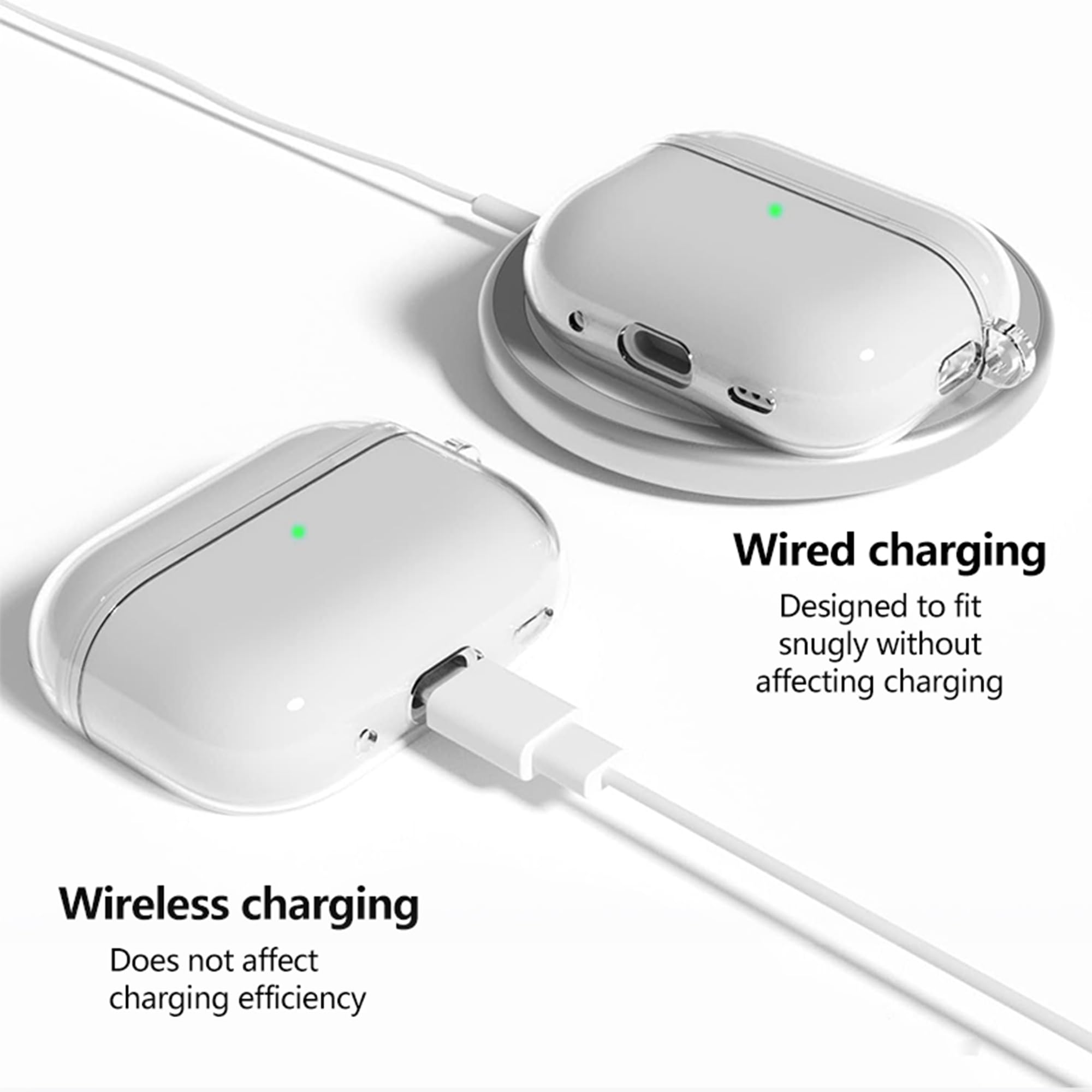 Fitudoos Compatible avec AirPods Pro 3 Coque,Témoin LED Visible,en TPU Coque Protection Antichoc,avec Porte-clés et Stylo de Nettoyage.(Transparent)