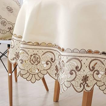 花柄刺繍　 大判テーブルクロス 花柄刺繍テーブルクロス ホワイト レース編み90 ×90未使用