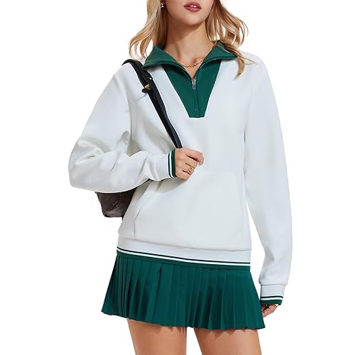 Women Two Piece Tennis Skirt Set Golf Outfits Half Zip