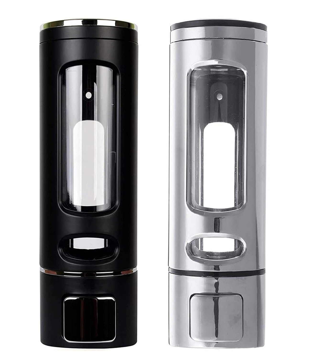 KURIC ABS Wall Mounted Shampoo Conditioner Hand Wash Gel Dispenser Liquid Soap Sanitizer Dispenser for Bathroom Basin Kitchen Sink, Pack of 2 (400 Ml, Black, Chrome) (B0CR1JYQNC) Amazon Price History, Amazon Price Tracker