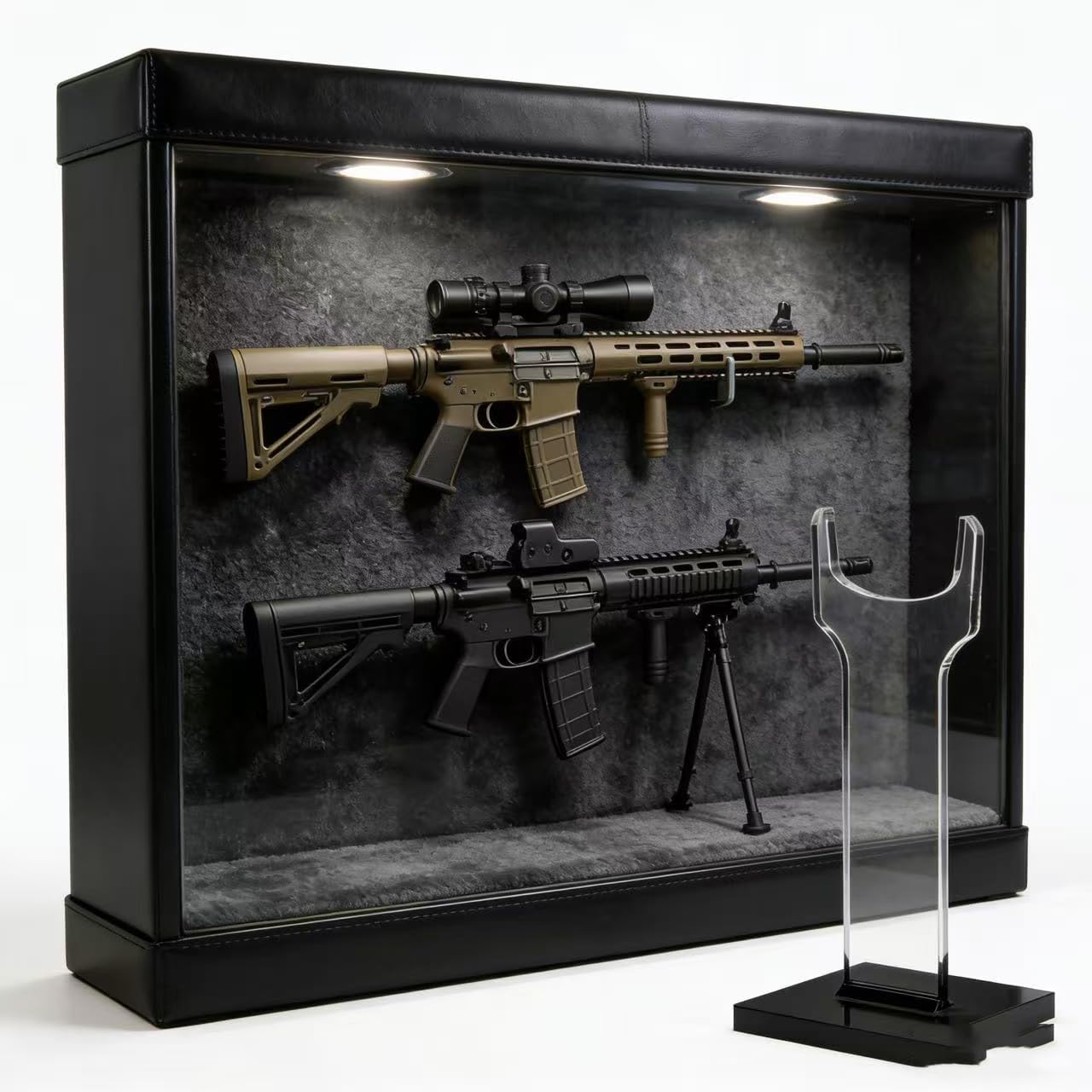 Rifle, Long Gun Display Stand,Acrylic Rifle Stand,Gun Stands for Rifles, Clear+Black Sturdy and Durable Gun Display Case for Rifles/Shotguns/Sniper Rifles(6+8"/8+10" High) Sold AS 2pcs (10“single)
