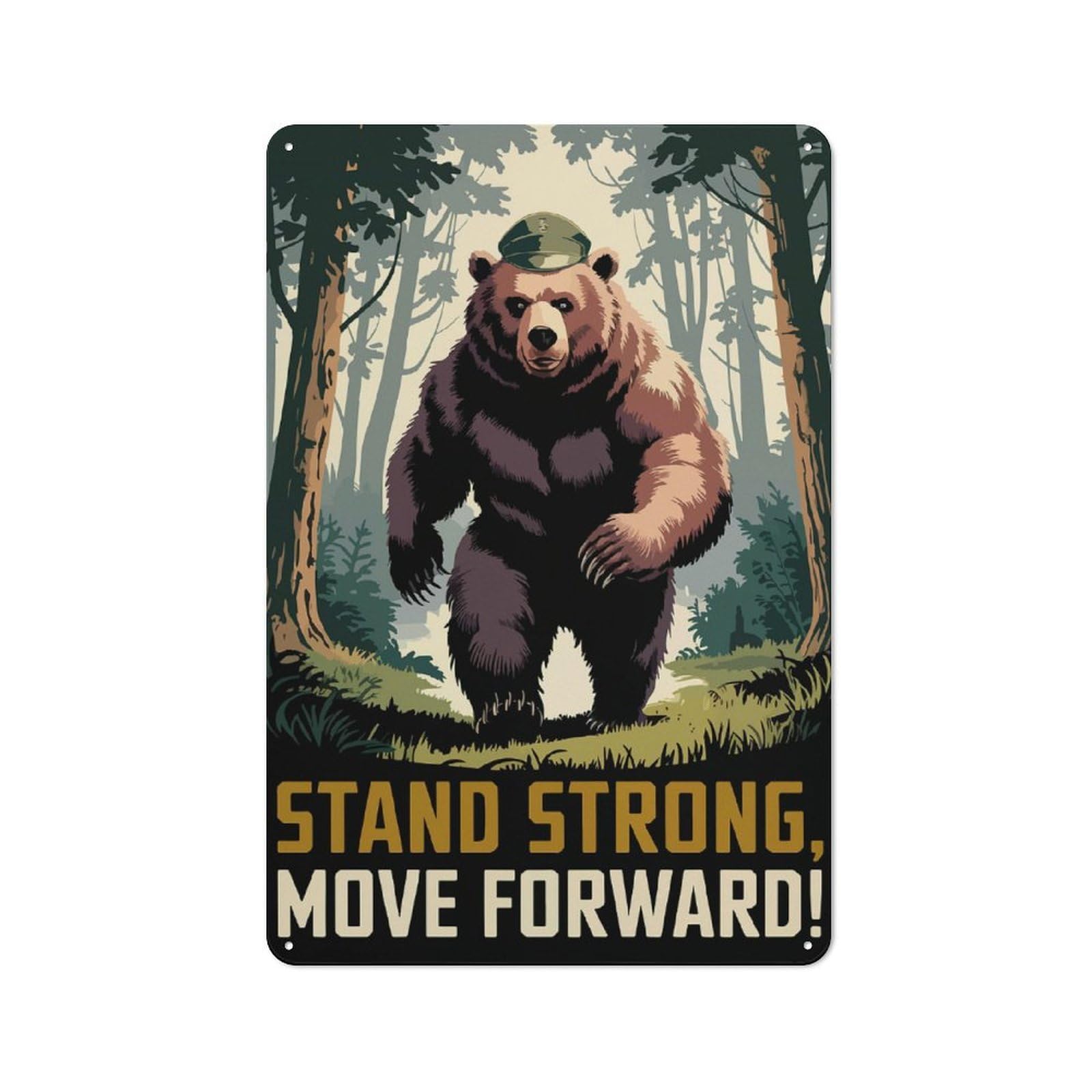 Junmoney Forest Ranger Bear Cottage Tin Sign 30X20cm Featuring Porch Wall Decor For Shed, Garden Room, Porch Or Garage