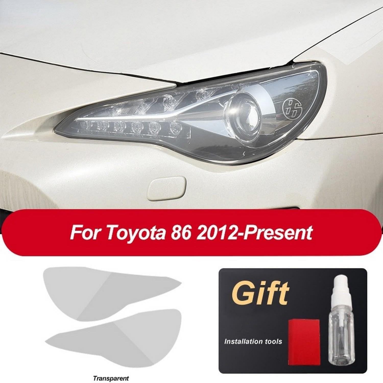 2 Pcs Car Headlight Protective Film Headlamp Restoration Transparent Black TPU Sticker ，for Toyota 86 2012-Present Accessories, Headlights