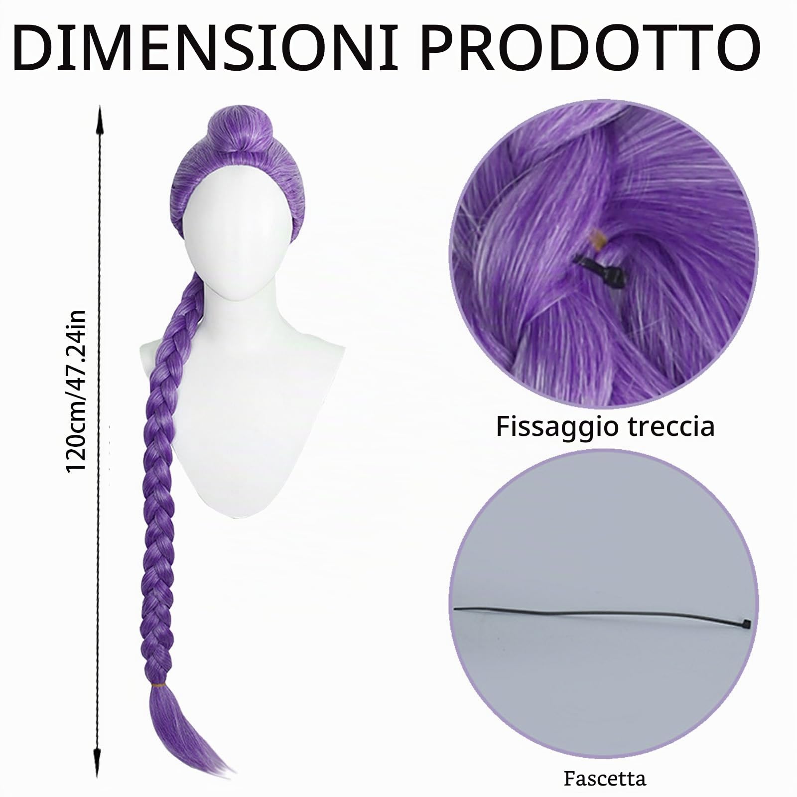 Parrucca Rumi Cosplay, Parrucca Cosplay Da Anime, K-pop- Rumi, Demons Hunters, Trecces Viola Realistiche Accessoris Cosplay Per Halloween, Feste Di Carnevale
