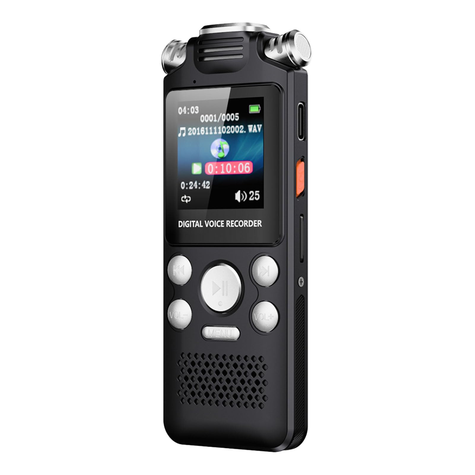 Cryfokt Grabadora de Voz Digital con Reproducción, Grabadora Activada por Voz con Reducción de Ruido y Reproductor MP3 for Clases, Reuniones, Entrevistas (32GB)