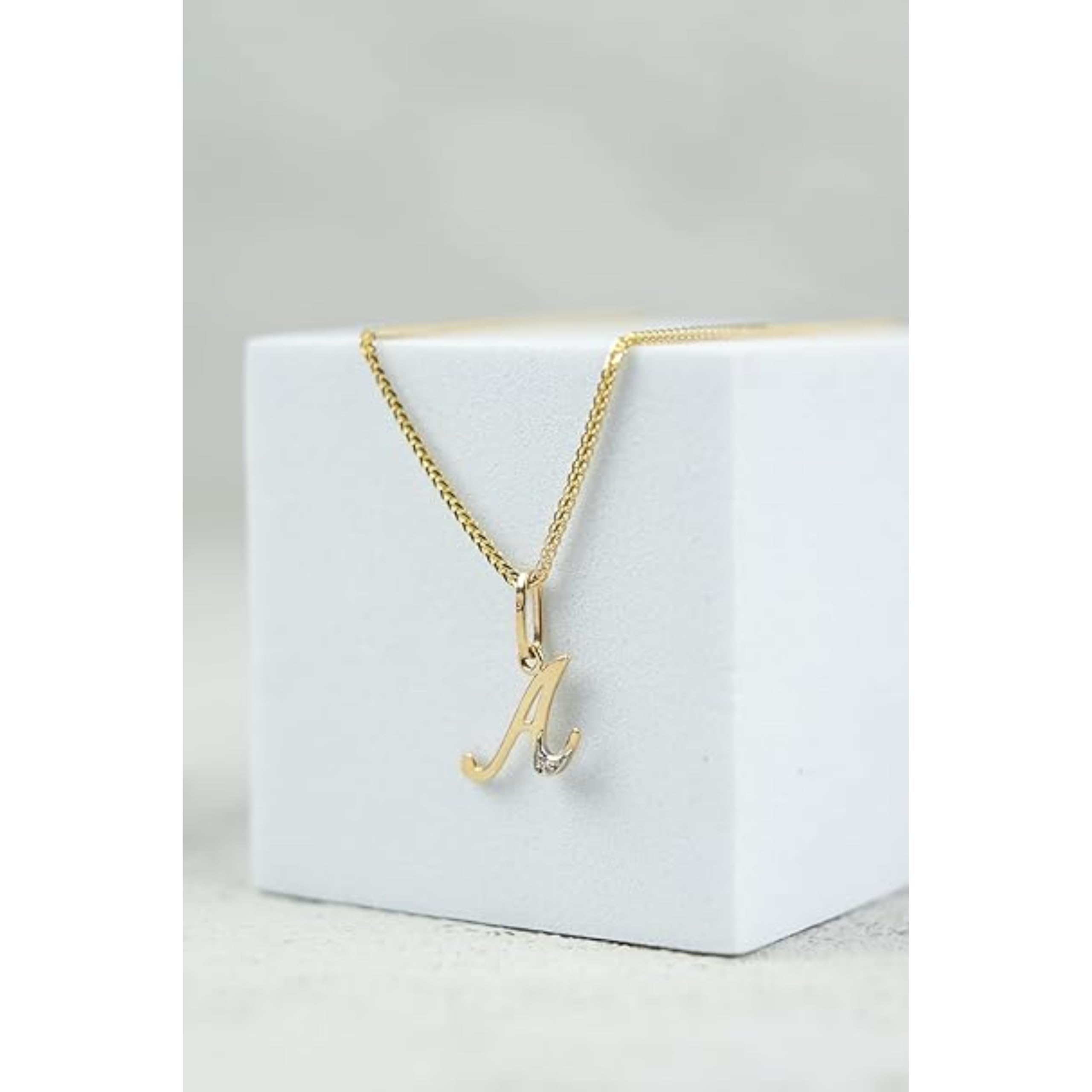Rodium – Buchstabenanhänger aus 585 Gold mit Zirkonia – Bicolor Charm mit Karabinerverschluss für Halskette oder Armband – Geschenk für Damen