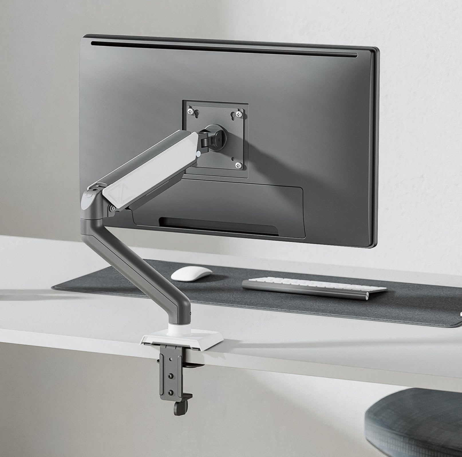 Silver Alloy Gas Spring Arm | Supports 13-32" Monitor | Height Adjustable Desk Mount Stand With Gas Spring Adjustment