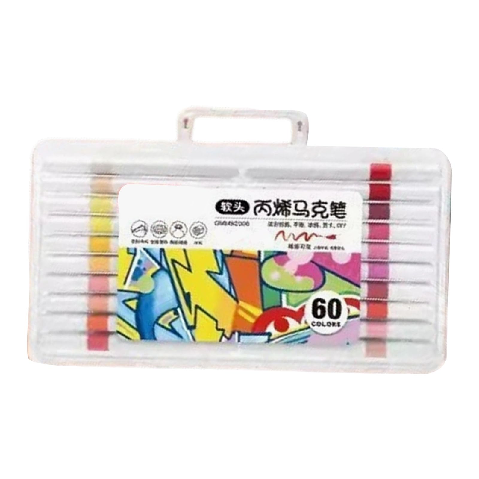 Pennarello acrilico 12/48/60 colori a pennello, per pittura su carta, legno, vetro, tessuto, metallo, pietra, marcatori ad alta capacità