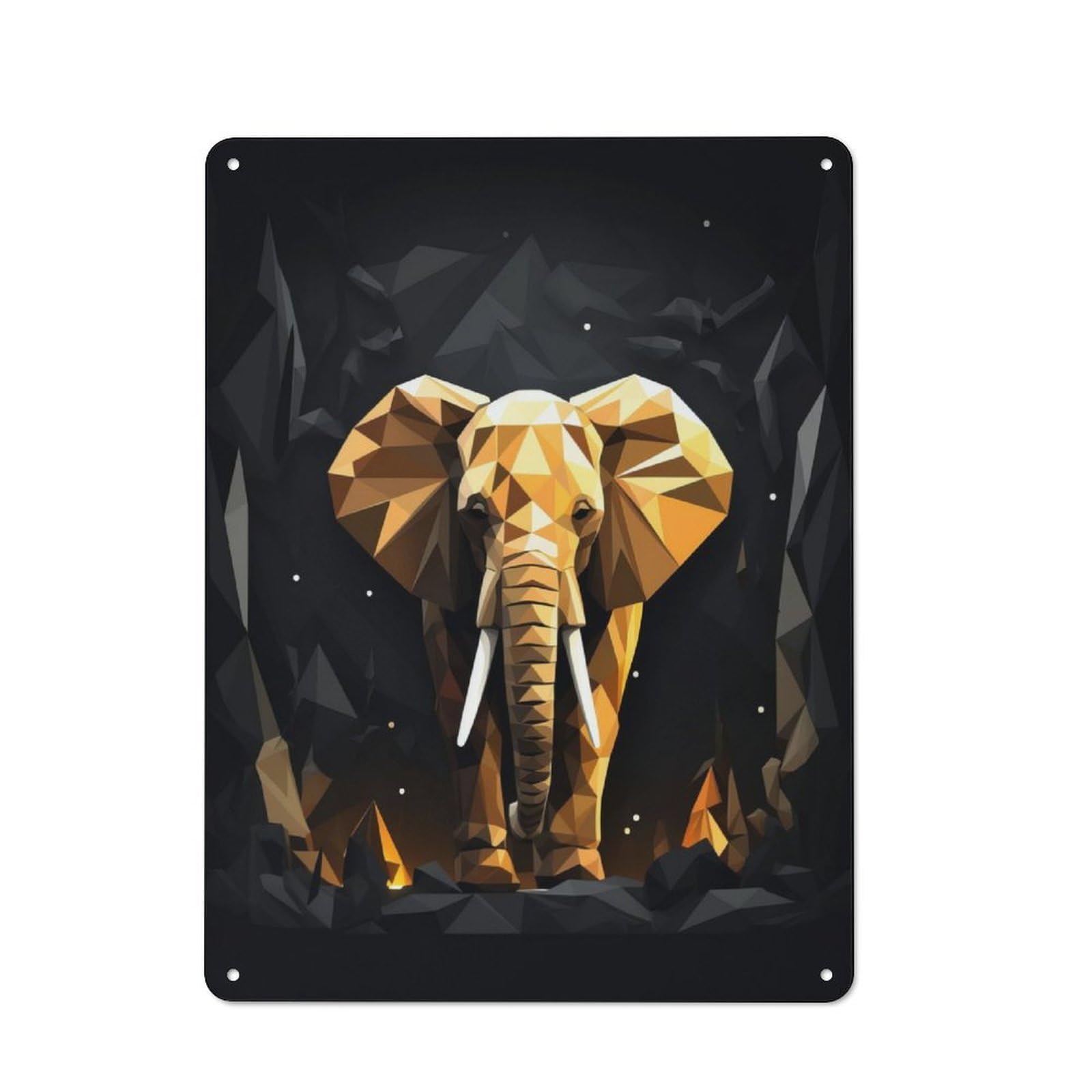 Junmoney Geometric Style Elephant Metal Plaque 40X30cm With For Workshop Wall, Retro Decor, For Garage, Workshop And Man Cave Decoration