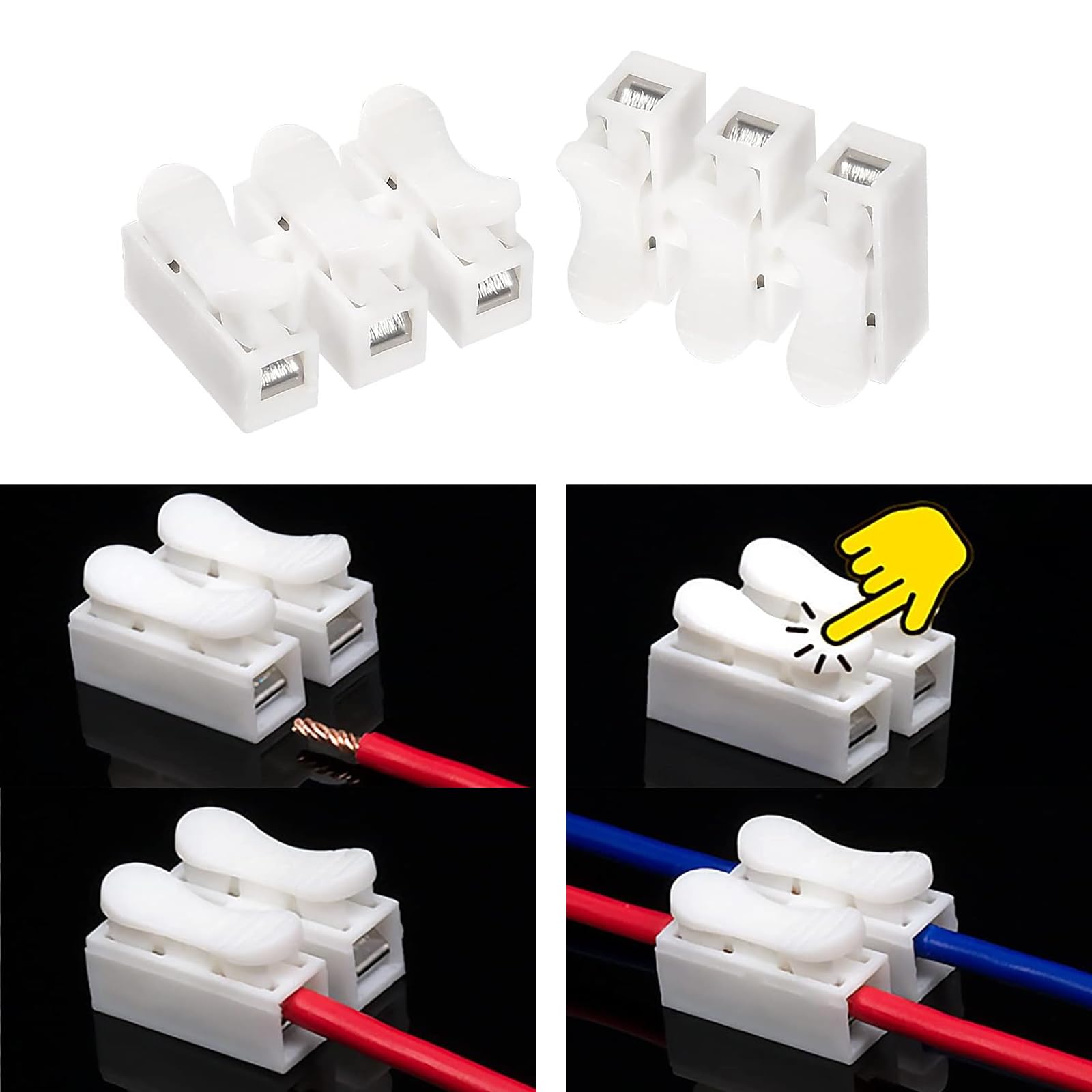 100 Pcs Connector Blocks Electrical, CH-3 Quick Wire Connectors, 3-Pin Terminal Block Spring Wire Connectors - Image 3