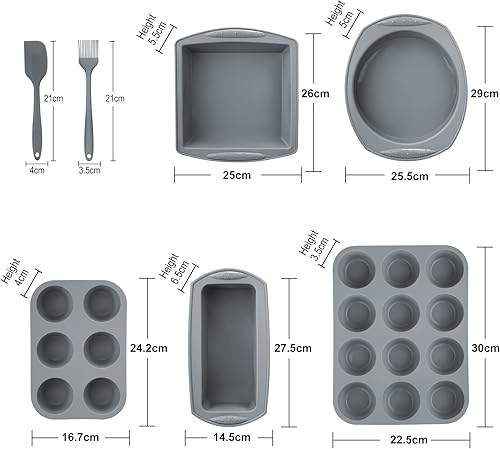 Miniatura 2 de Economical - Bandeja de silicona antiadherente 7 en 1 para hornear bandeja de moldes para horno sin BPA resistente al calor kit de herramientas para