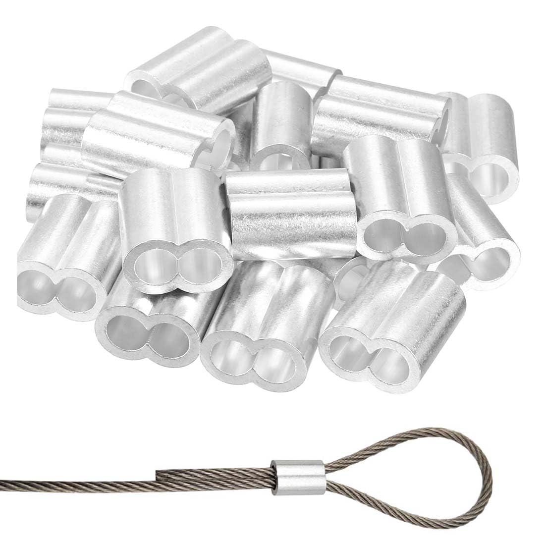 100 Pièces Manchons Aluminium 3mm - Ferrules Pour Câble Métallique, Serre-Câble Argenté