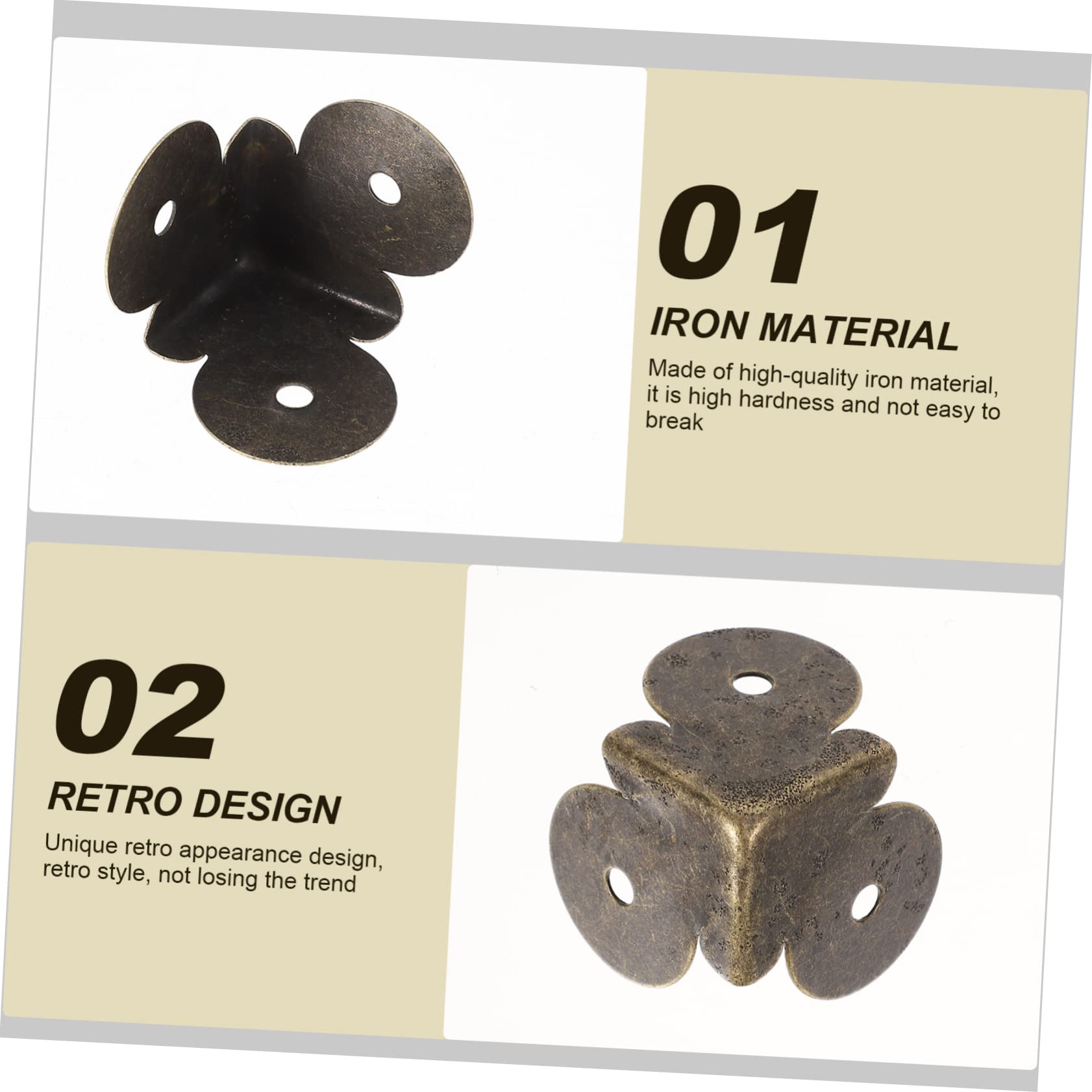 NOLITOY 3sets Wooden Box Corner Protectors Screw Mounts Safety Bumpers Triangle Protectors Retro Style Lightweight for Furniture 20pcs*3