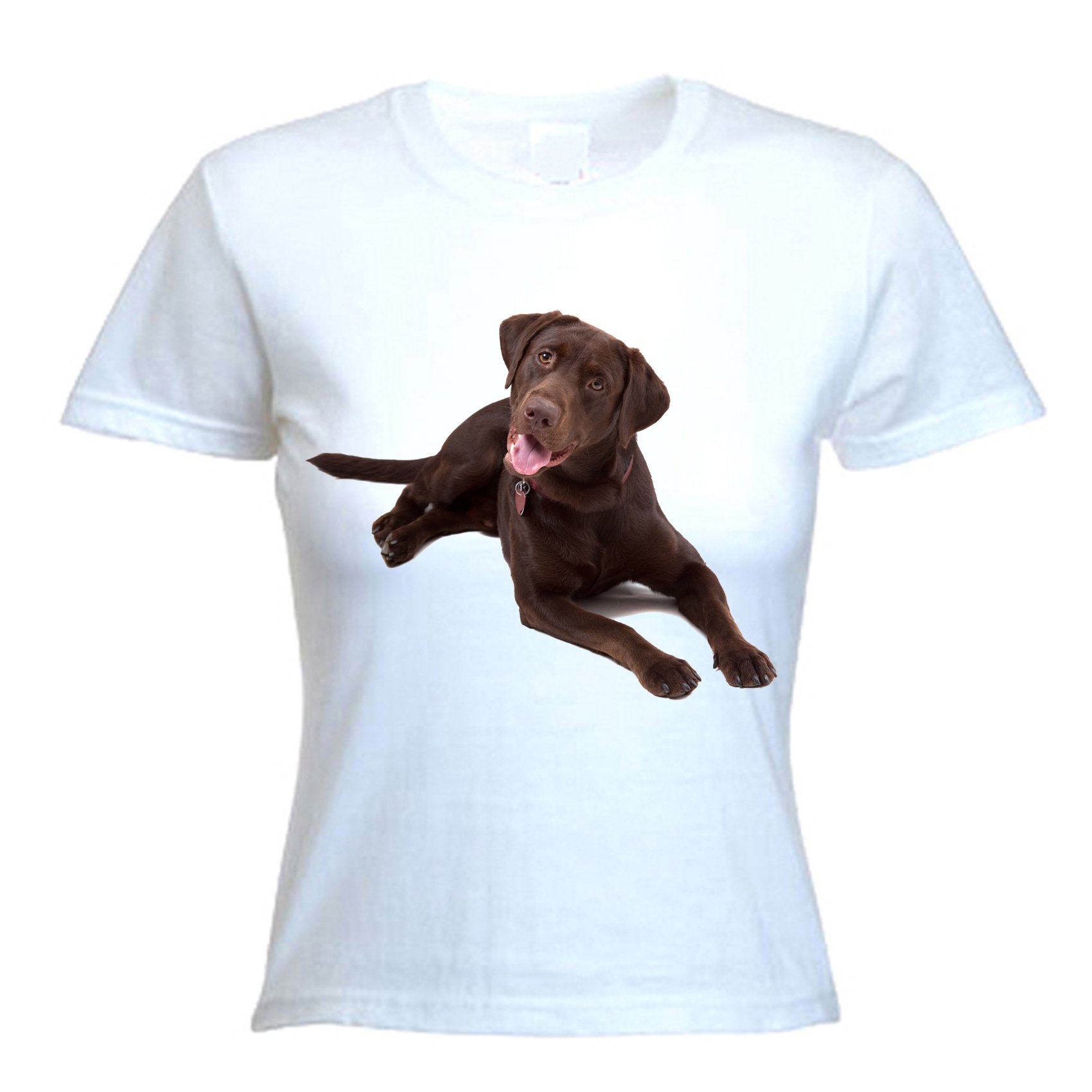 Tribal T-Shirts Women's White Chocolate Labrador Retriever Dog T-Shirt (Small, )