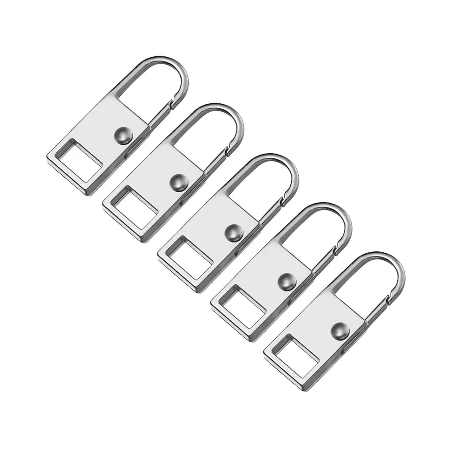 Zamienne uchwyty do zamków błyskawicznych, Opakowanie 5 metalowych, odpinanych główek zamka wielokolorowego 27-37x11mm(Silver-s)