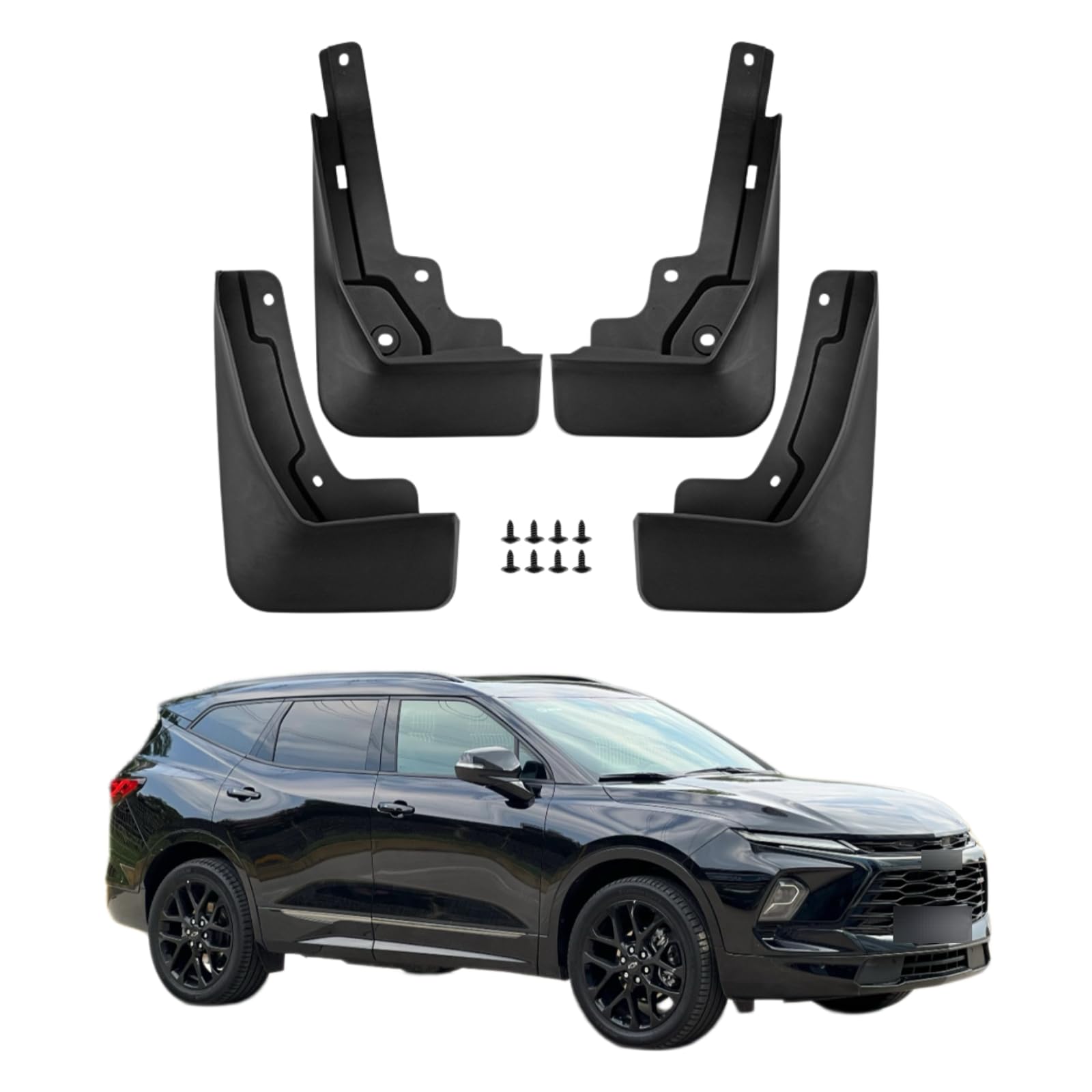 No Drill Mud Flaps Compatible with 2019-2025 Chevrolet Blazer (Gas/Fuel) 5-Seat SUV，OEM Style Textured Black Custom Fit All Weather Exterior Accessories(4PCS)