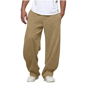 Baggy Sweatpants for Men High Waisted Pull On Lightweight Cotton Joggers Workout Athletic Sweat Pants with Pockets