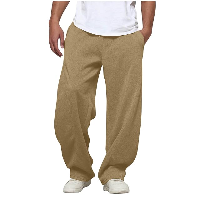 Baggy Sweatpants for Men High Waisted Pull On Lightweight Cotton Joggers Workout Athletic Sweat Pants with Pockets