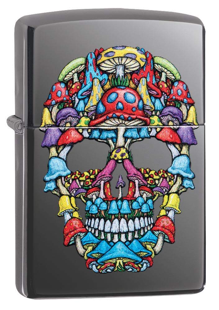 Zippo Mushroom Skull Design Black Ice Pocket Lighter