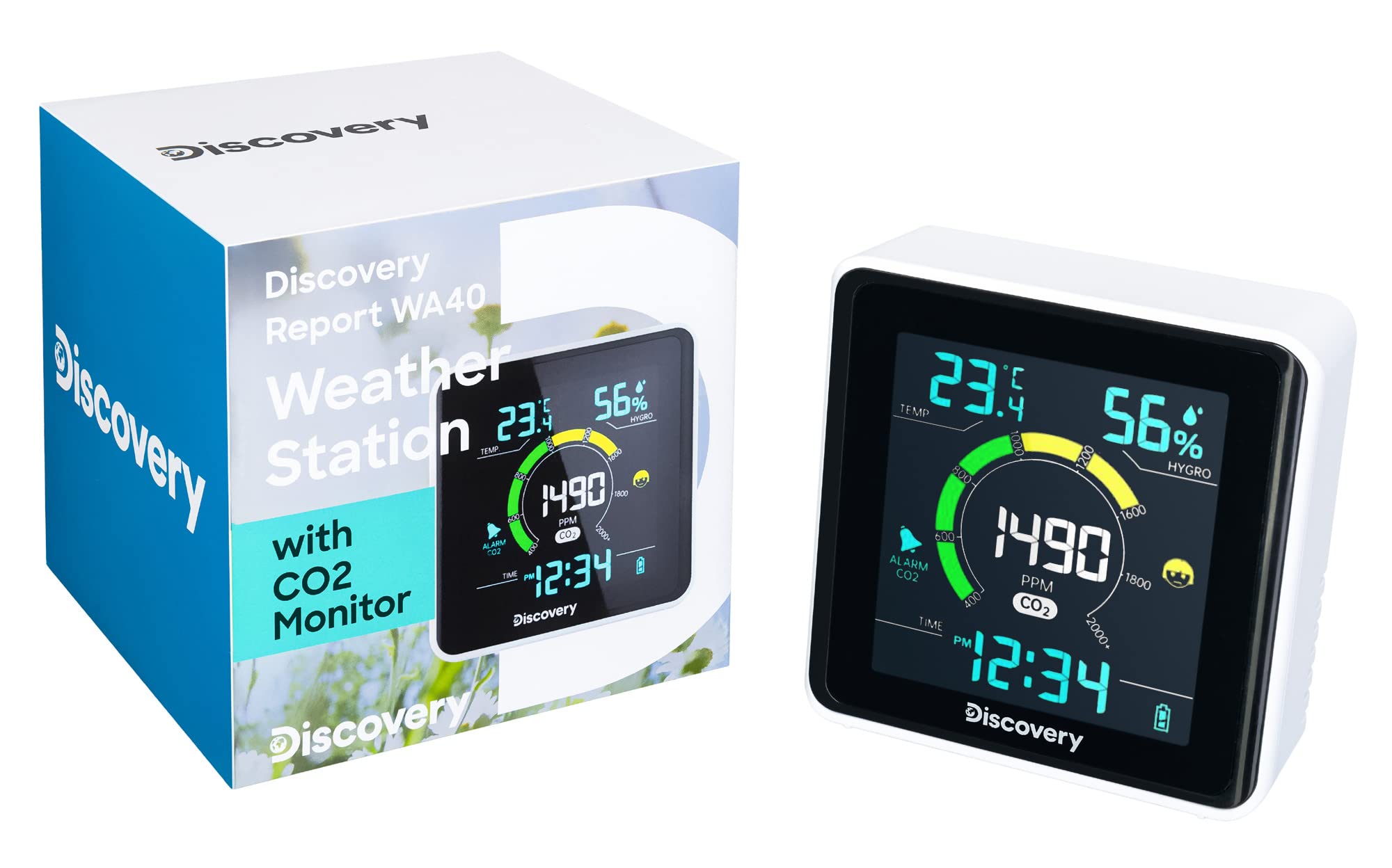 Mini Estación Meteorológica Digital Discovery Report WA40 con Monitor de CO2, Termómetro, Higrómetro y Reloj