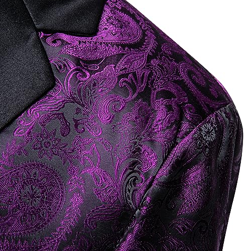 Image of Barry. Wang Men's Sport Coats & Blazers Flower Suit Jacket 1 Button Paisley Tuxedo Mardi Gras Carnival Parade Gift