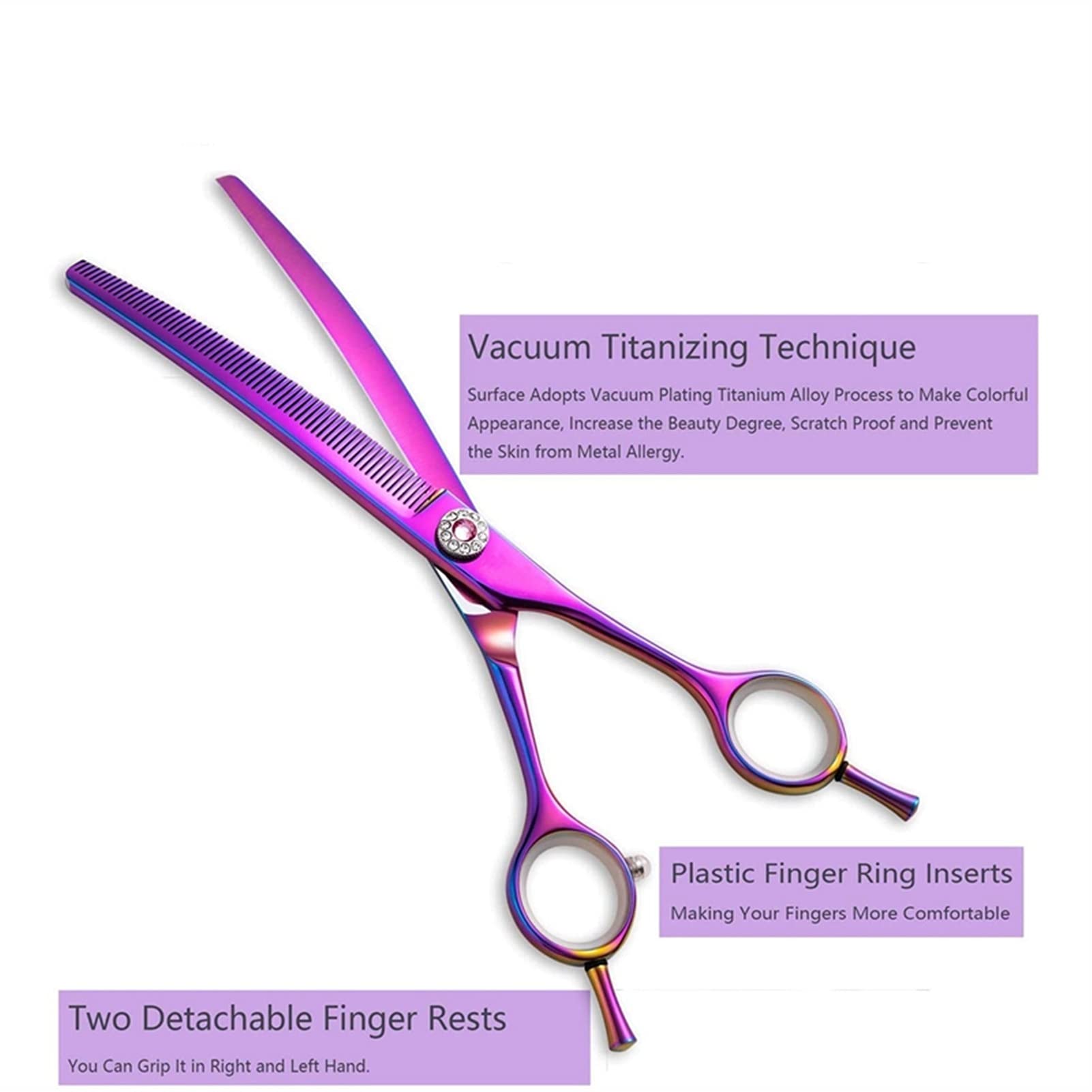 Ciseaux Coiffure/Ciseaux Cheveux Cisailles de cisailles de ciseaux de ciseaux de toilettes de toilettes en acier inoxydable 440C salon trimmer cisailles courbées 7 pouces violet Ciseaux salon Coiffure