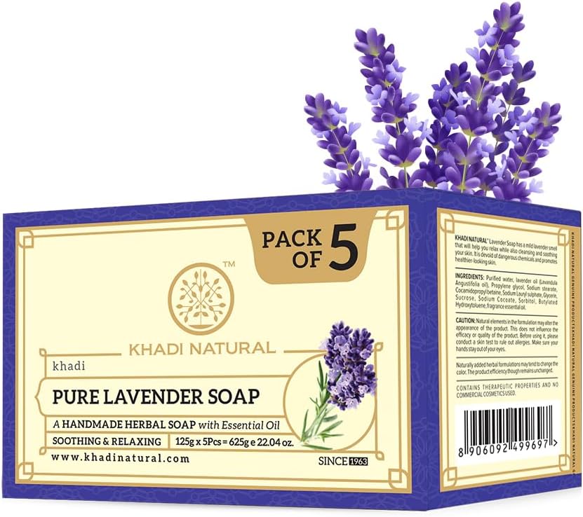 Ayurvedic handmade bath soap 125g Each PURE LAVENDER Soaps Pack of 5