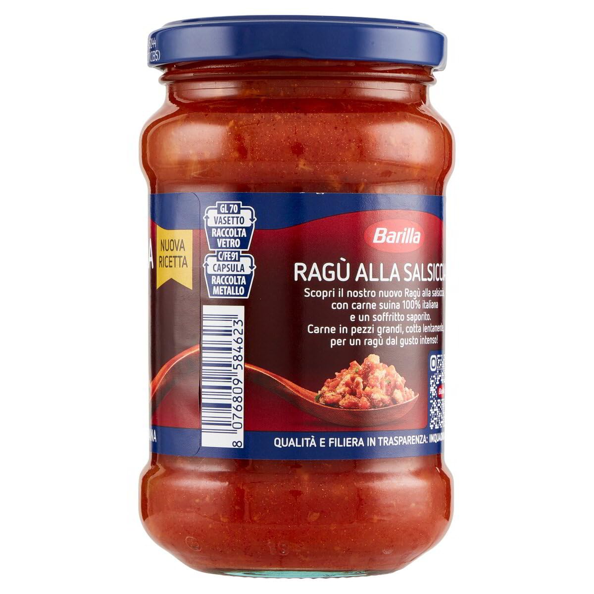 Sugo Ragù Salsiccia Condimento per Pasta, Fertig Soße mit 100% italienischer Wurst, 6x 300g + Italian Gourmet polpa 400g
