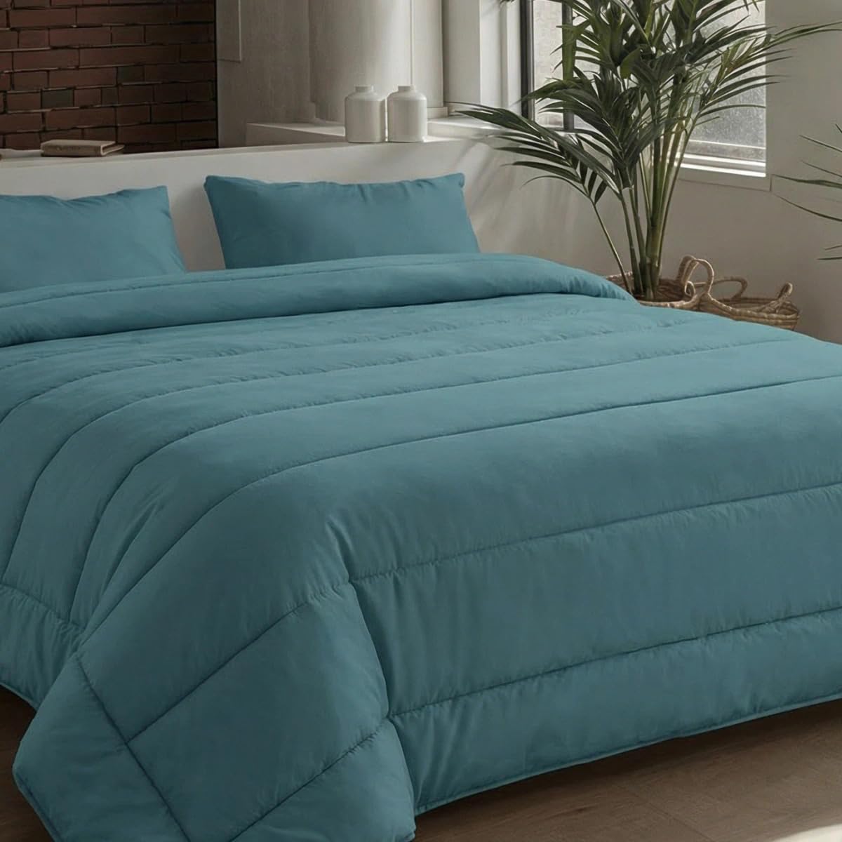 Zelesta® Comfort Uni Sommerbettdecke ohne Bezug – 2-in-1 Kühldecke für den Sommer, Atmungsaktiv, Leicht & Waschbar 40°C, Temperaturregulierend, Mikrofaser Bettdecke (Meergrün, 200x200cm)