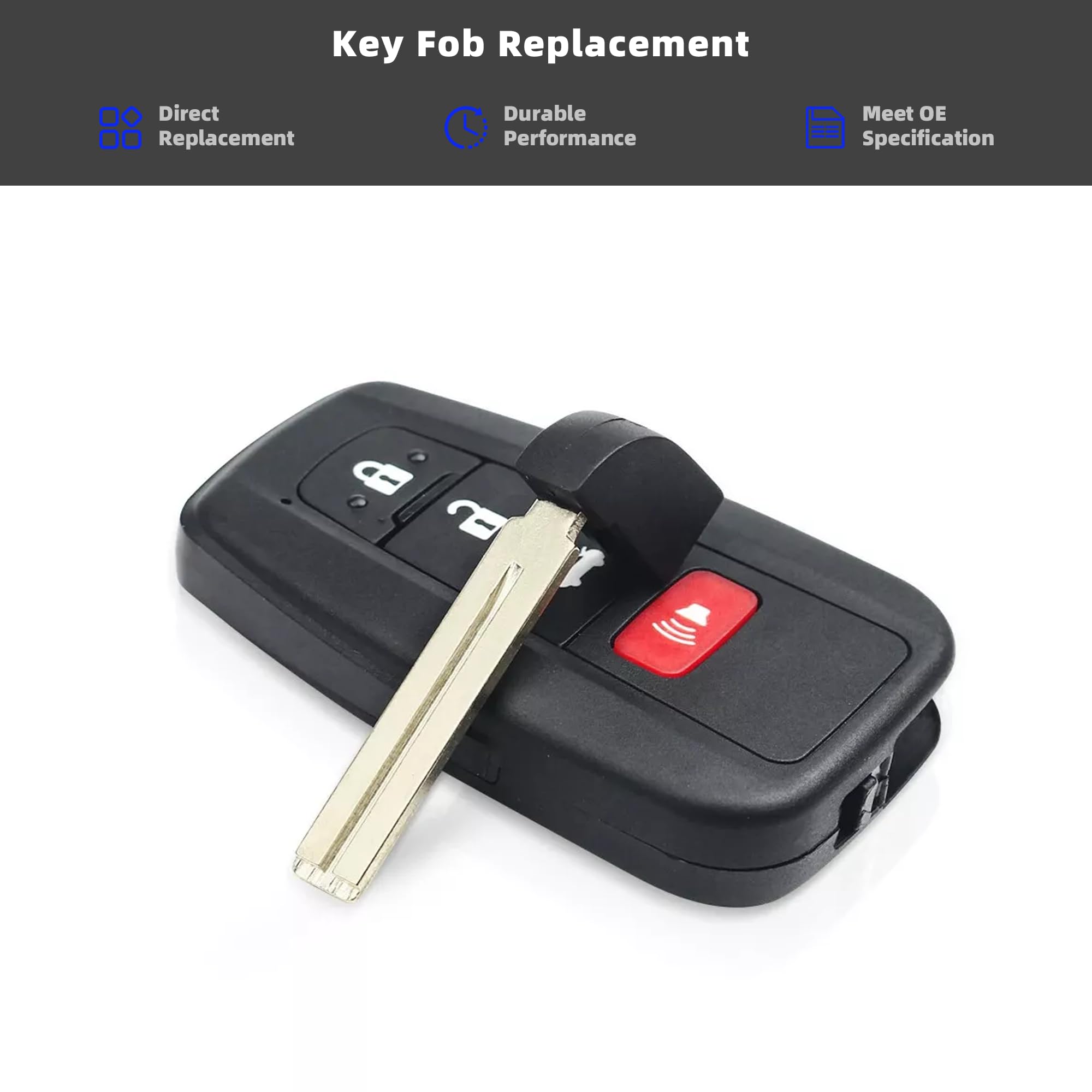 Telecomando di ricambio per chiave elettronica, adatto per Toyota Camry 2018-2022, sostituisce 89904-06220 89904-06240 ID FCC: HYQ14FBC 314,3 MHz (4 pulsanti)