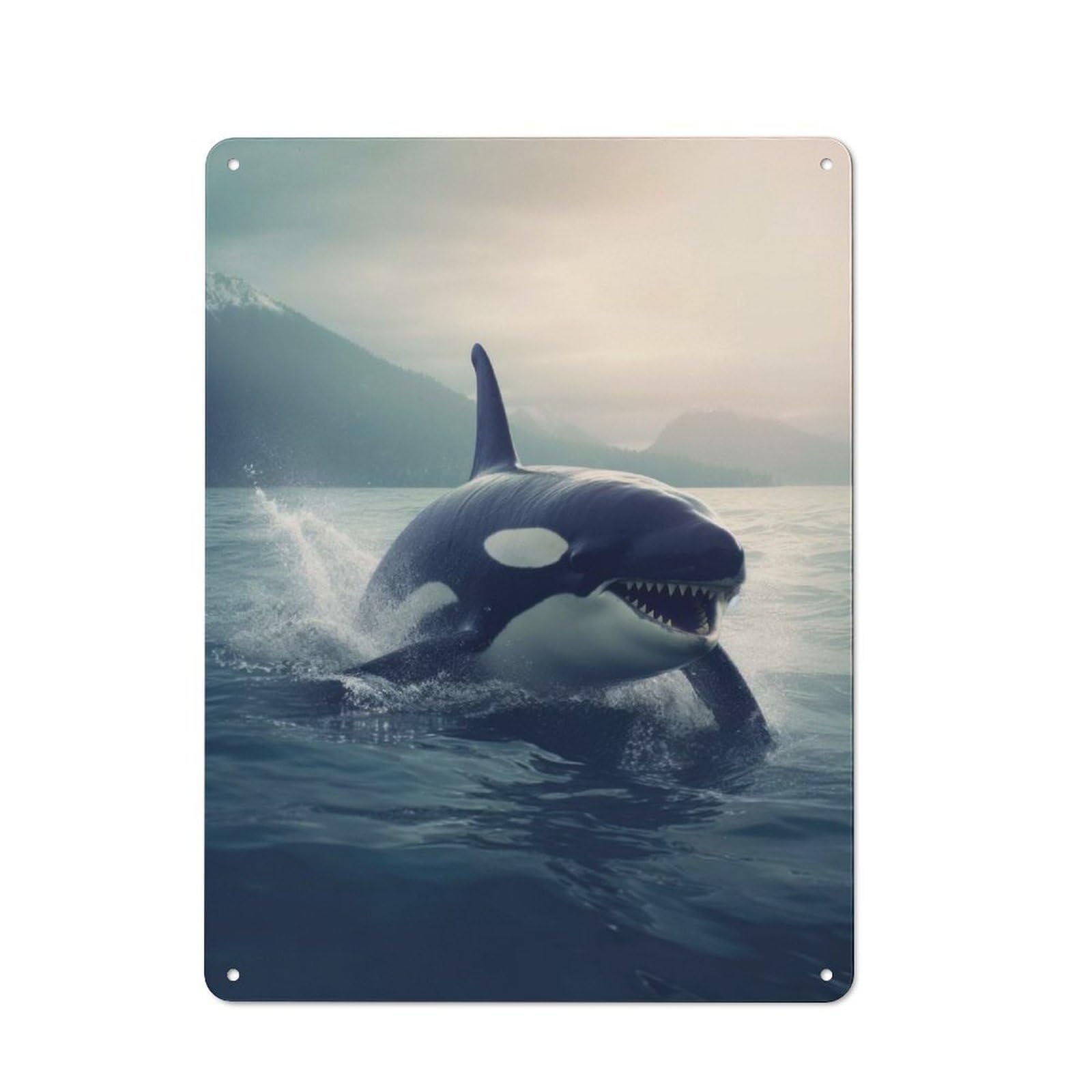 Junmoney Orca 1 Tin Wall Plaque 40X30cm With For Bar Or Restaurant, Housewarming Wall Decor For People Furnishing Bar And Restaurant
