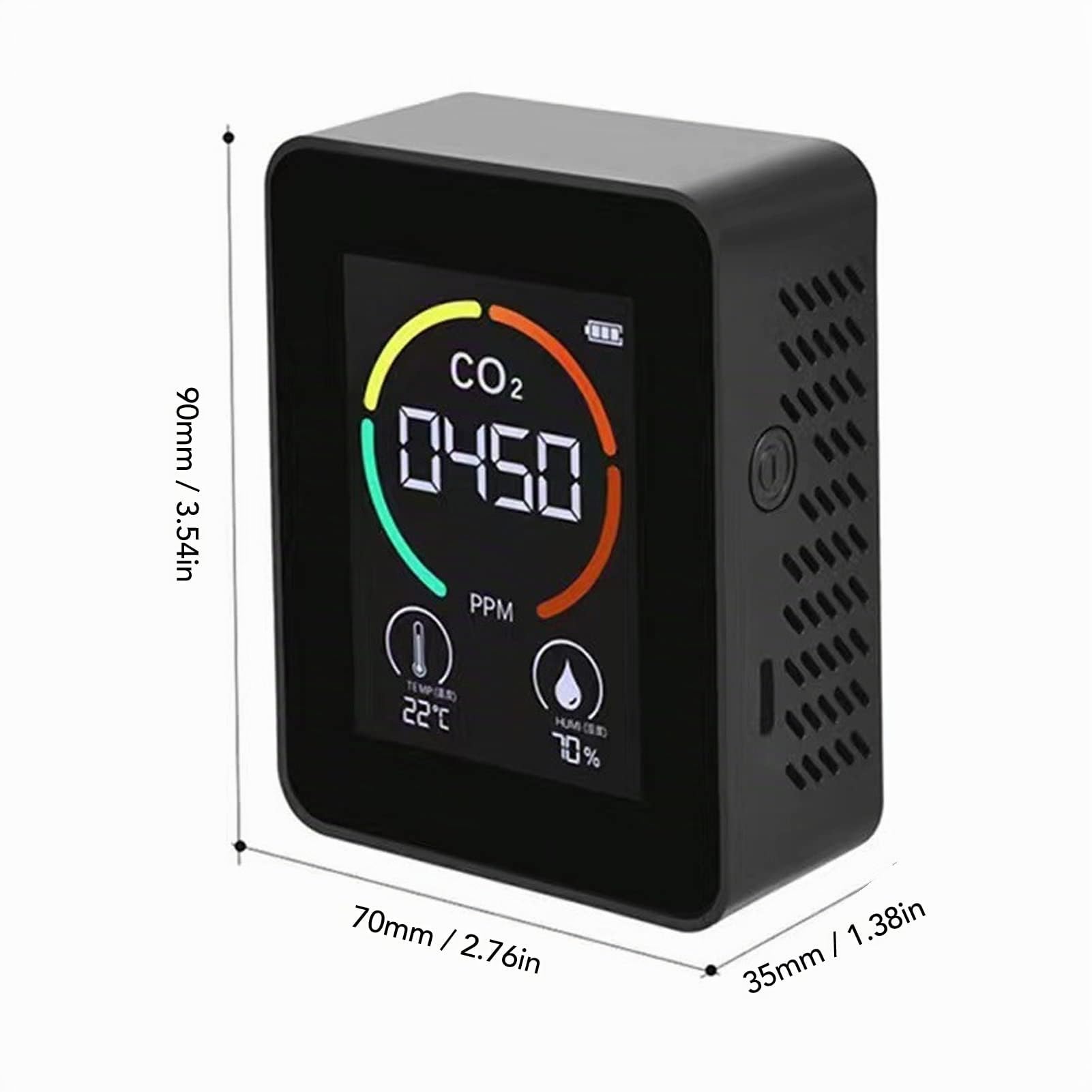 Détecteur de CO2, Testeur TVOC USB Détecteur de CO2 Intérieur Moniteur de qualité de L'air Testeur Thermomètre Hygromètre pour la Maison