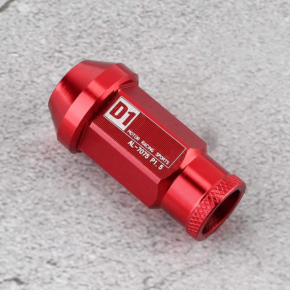 KIMISS Tue de aluminio para ruedas M12x1.5, para coches y tuning, roja, ligera y resistente, tornillo para llantas deportivas