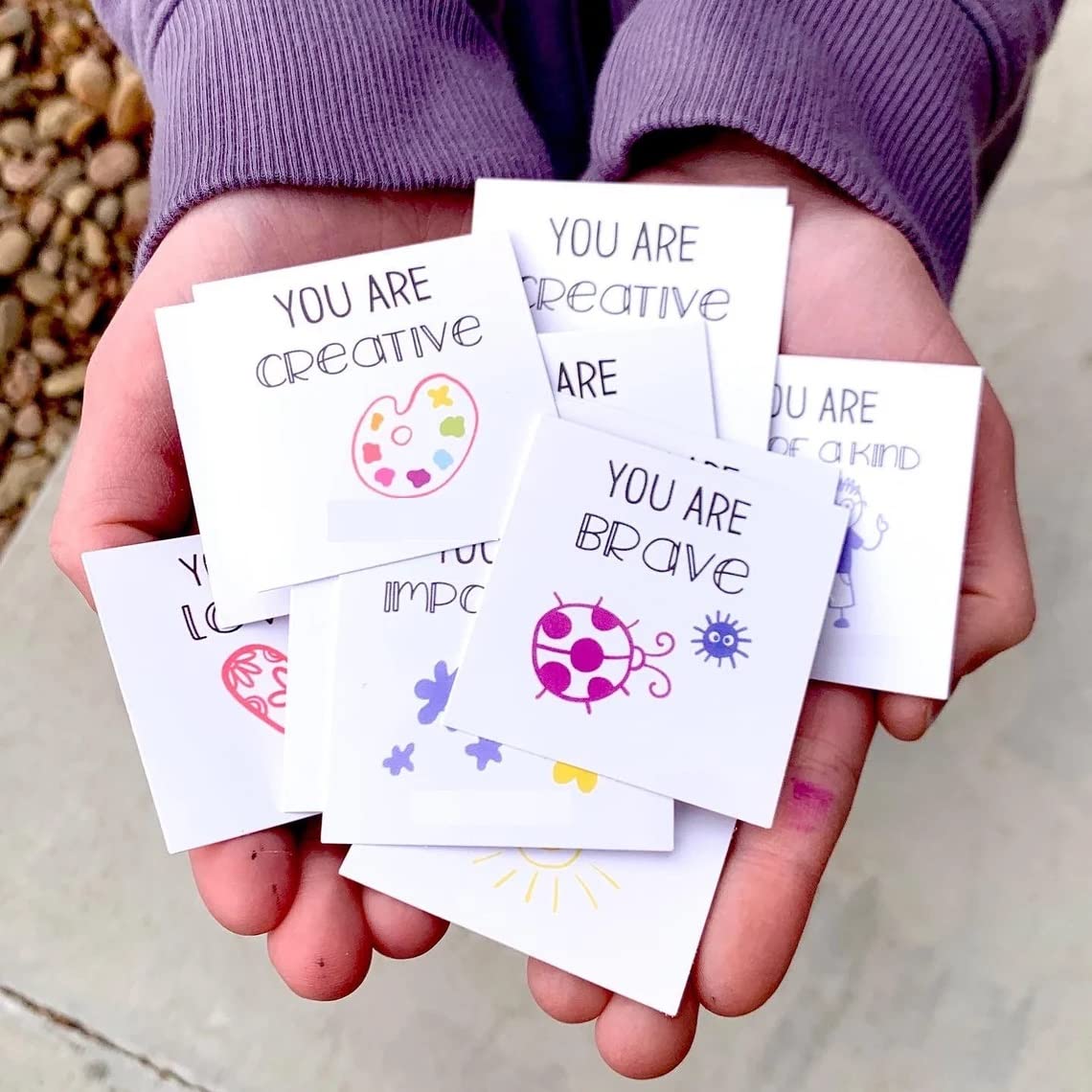Generic - Kids Lunchbox Notes -50 Cards | Assorted Design | Love Notes, Self Affirmation Motivation Notes | 300 GSM | Quality Textured Paper Card Print