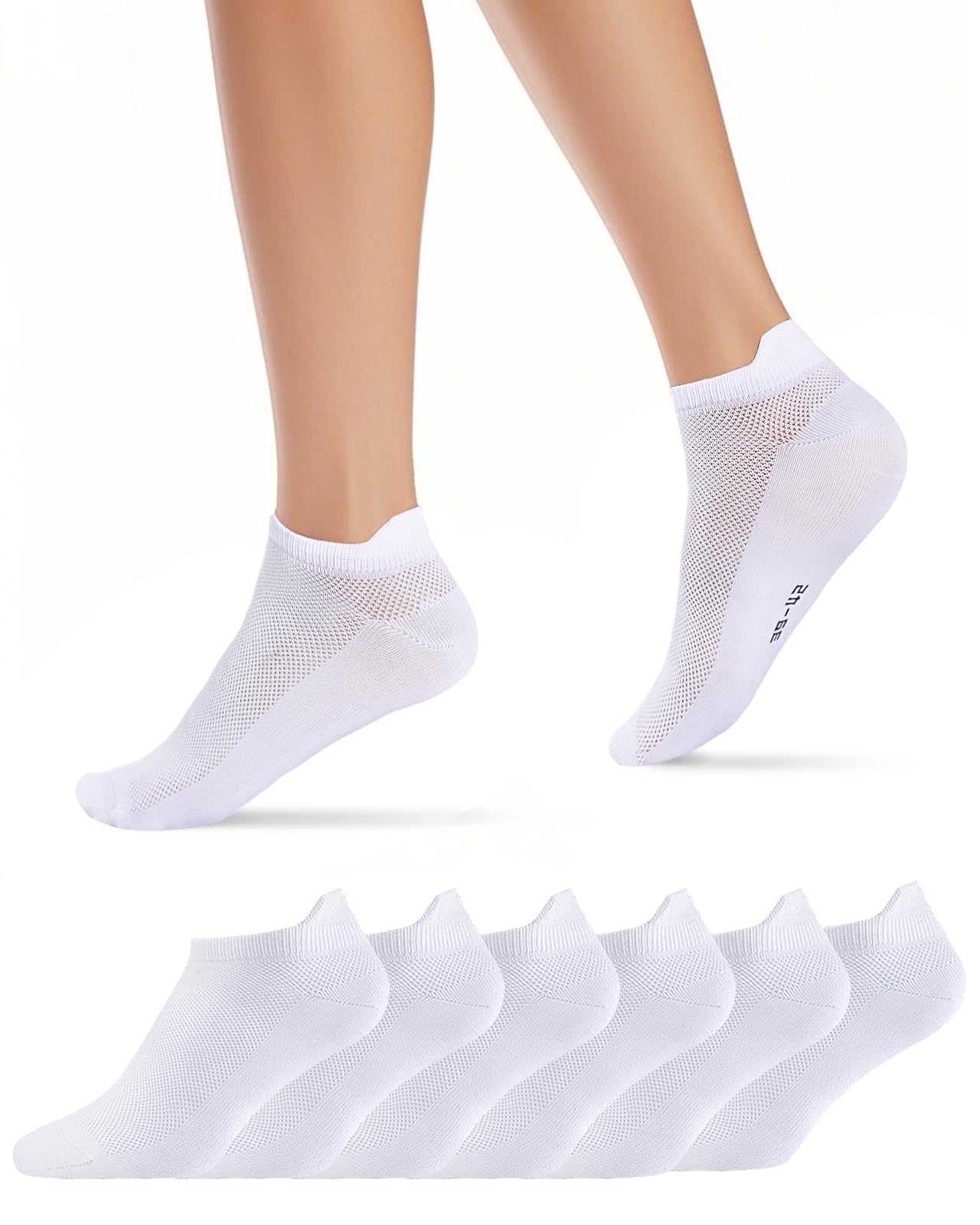 Effeet Kurze Laufsocken Herren Damen 6 Paar, Sneaker Socken Weiße Schwarz, Atmungsaktiv Kurz Sportsocken, Schnelltrocknendes Leichte Sommer Socken zum Joggen Running