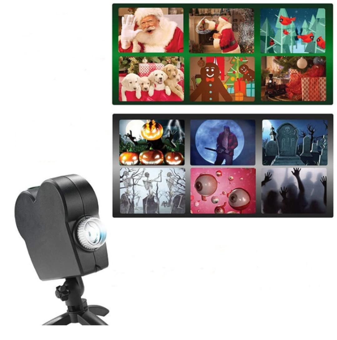 Halloween Holographic Projector, Halloween Window Projector,Christmas Led Holographic Projection Lamp,Built in 12 Movies with A Tripod,for Festival Parties Decoration Projection Lamp Show