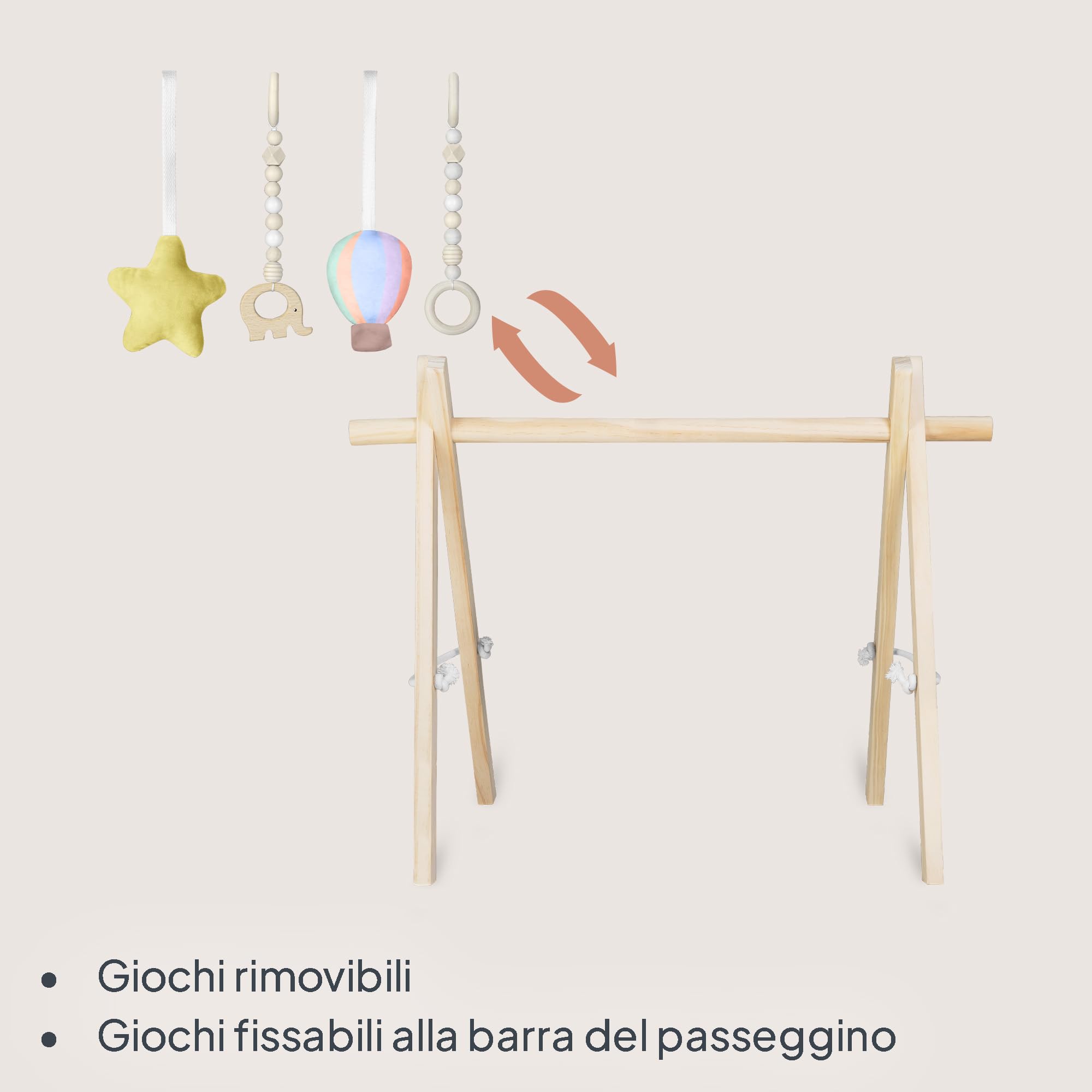 Lionelo Anis Palestrina Legno Baby Gym Giochi Rimovibili Pieghevole Centro Attività Neonato Giocattolo Montessori