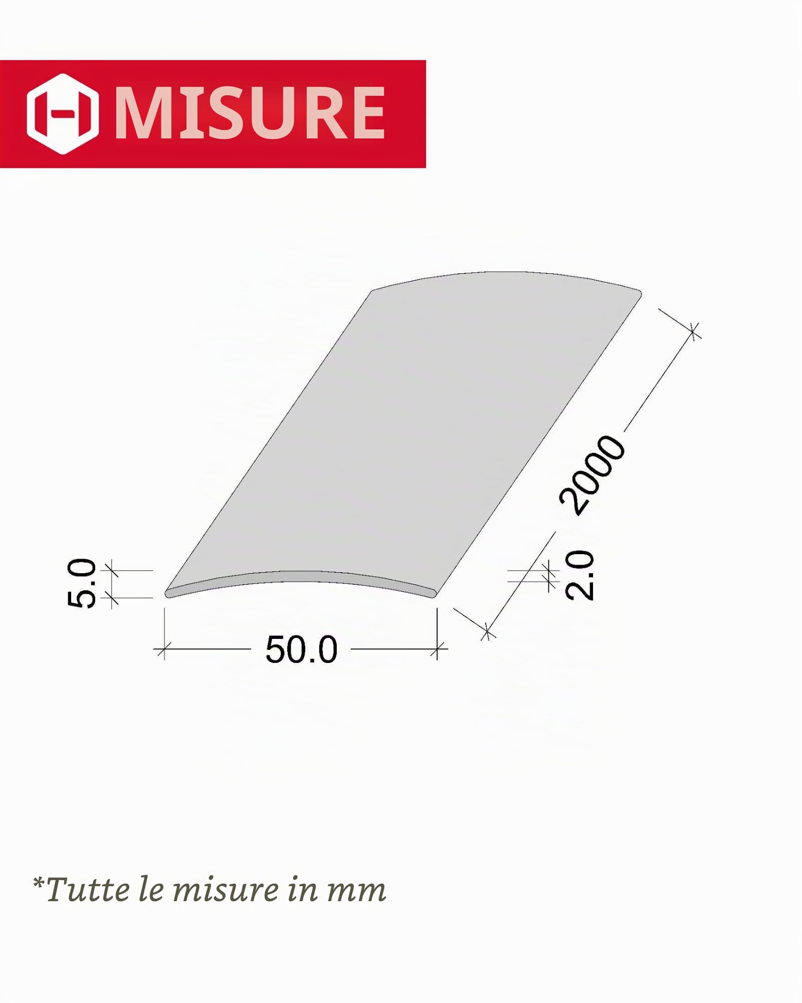 GedoTec Profilo transizione concavo perforato Alluminio anodizzato Ferroviario transizione Battiscopa Larghezza 30 - 40 - 50 mm 3 Colori 100 cm o 200 cm fatto germania - Alluminio ottone anodizzato, 50 x 2000 mm