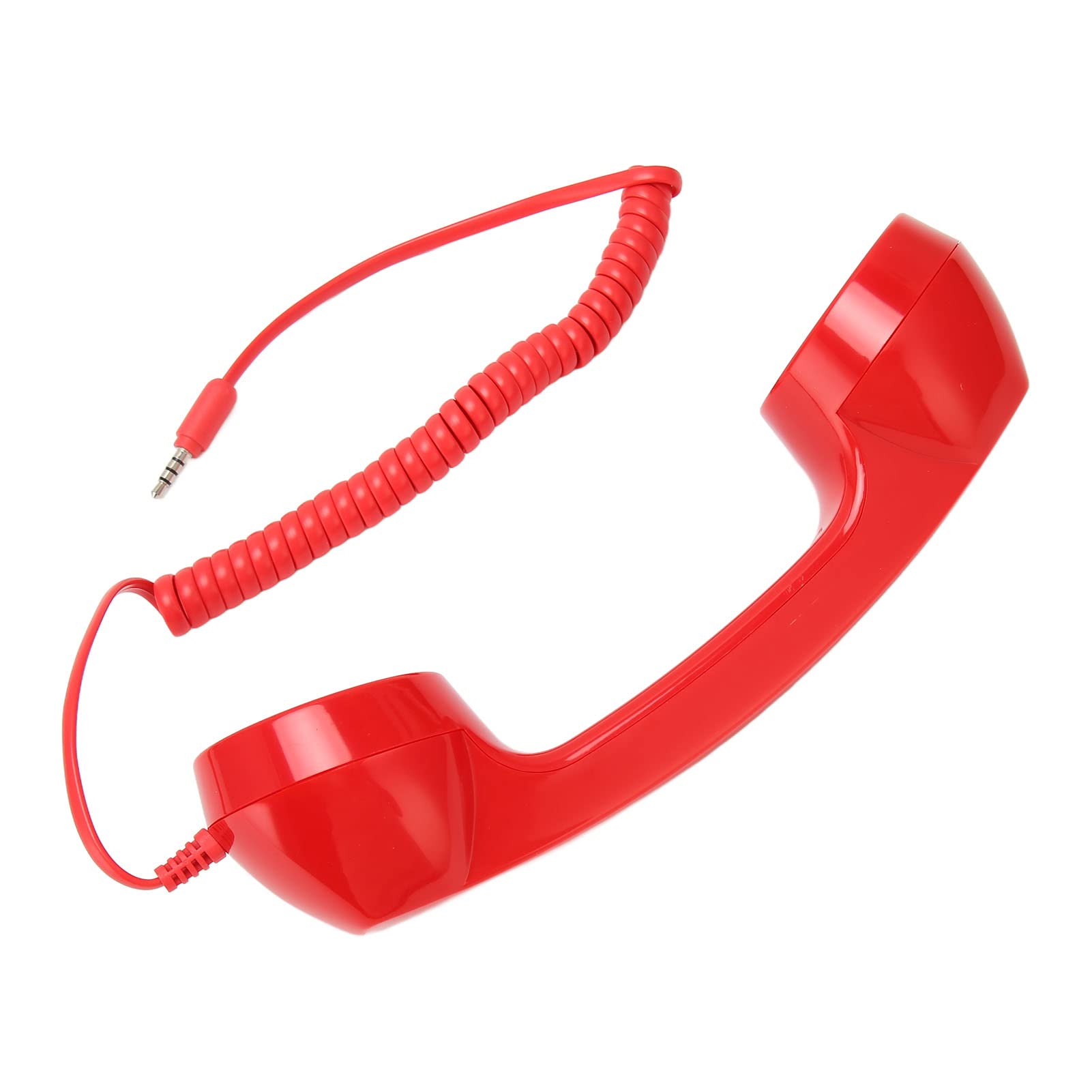 Cornetta del Telefono retrò, Microfono Ricevitore per Telefono Cellulare da 3,5 Mm con Controllo del Volume, Microfono con Cavo a Spirale da 9 Piedi per Smartphone (Rosso)
