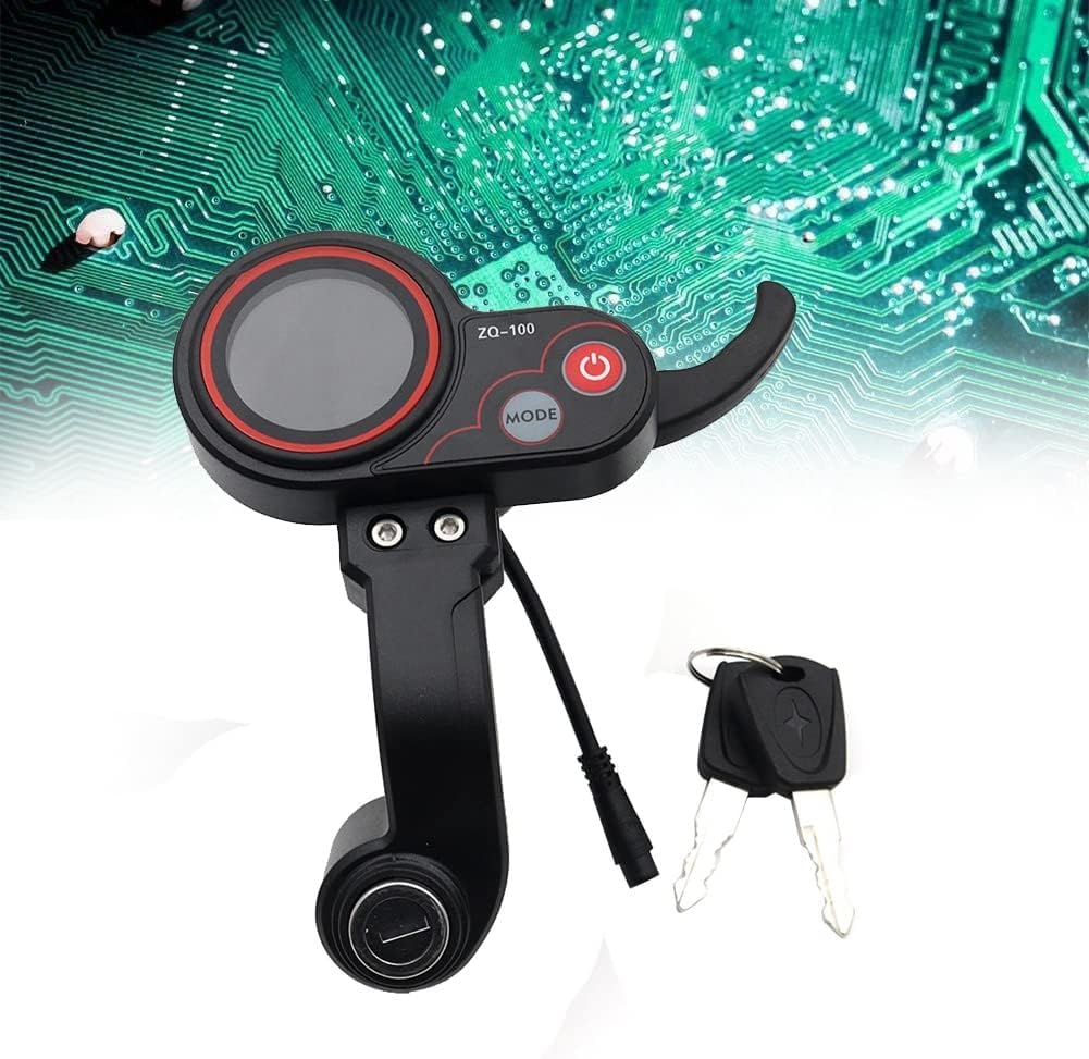 Compteur de Scooter Électrique ZQ-100 48V Tableau de Bord LCD avec Accélérateur au Pouce, Connecteur Étanche 6 Broches, Compteur Kilométrique - Remplacement Direct du Protocole TF-100