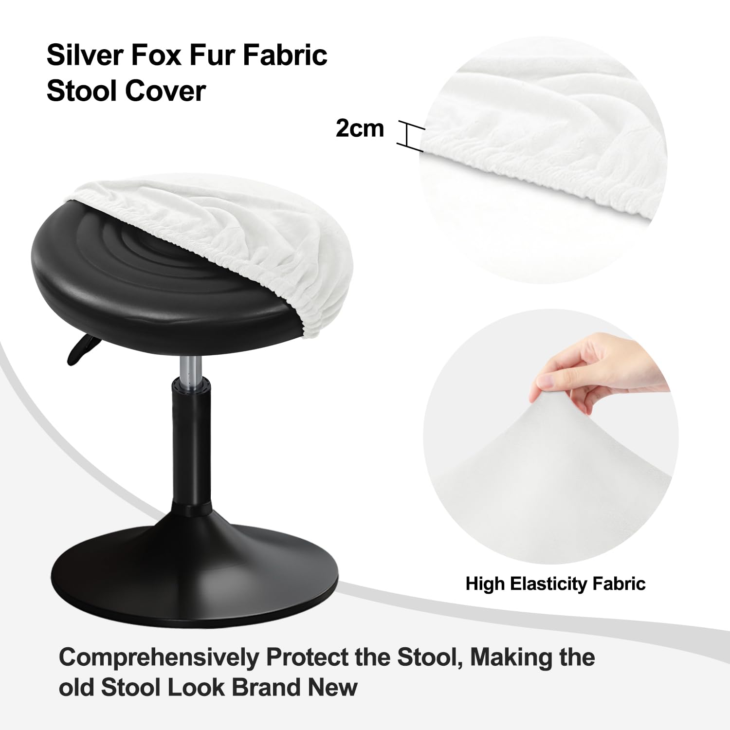 YINGAYOU Round Velvet Stool Cover 12-16"/30-40cm Bar Stool Cover Very Soft Elastic and Easy to Install Wrinkle Resistant - Image 2